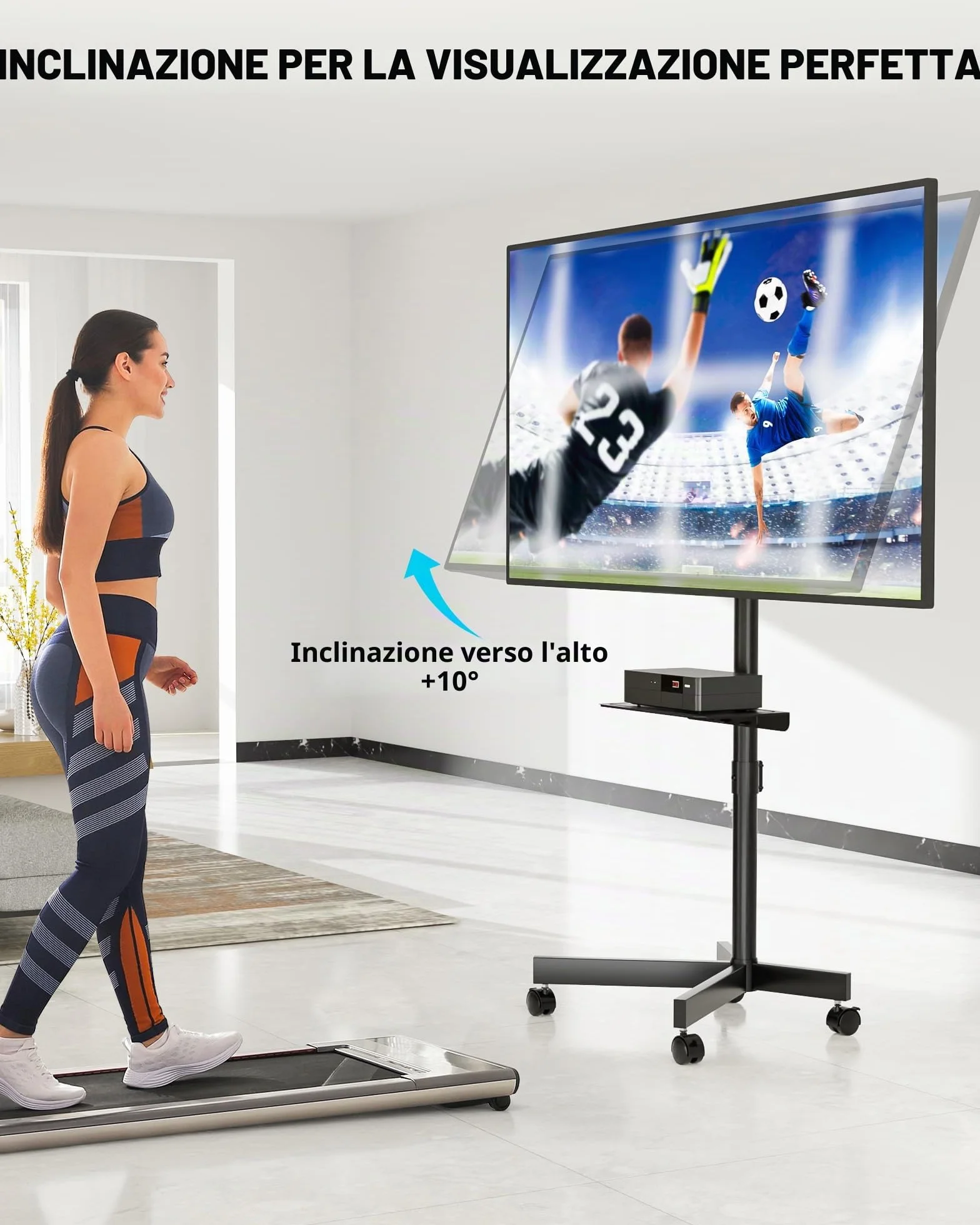 BONTEC Supporto TV da Pavimento, Carrello Inclinabile per TV da 23 a 60 Pollici, Fino a 40 kg, VESA 400x400 mm