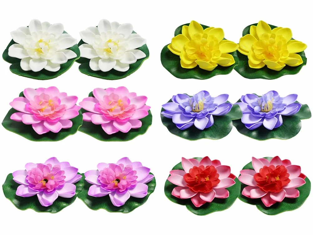 12 pz Fiori Galleggianti per Laghetti,Fiori di Loto Galleggianti 10 cm,Fiori Galleggianti per Piscina,Fiori di Loto Finti Ninfee,per Giardino Decorazione Acquario Terrazza Giardino Piscina