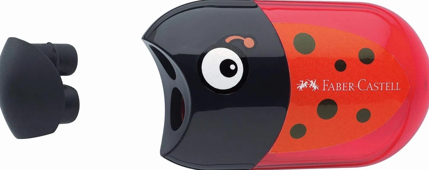 Faber-Castell Doppio temperamatite con gomma coccinella pesce aquila