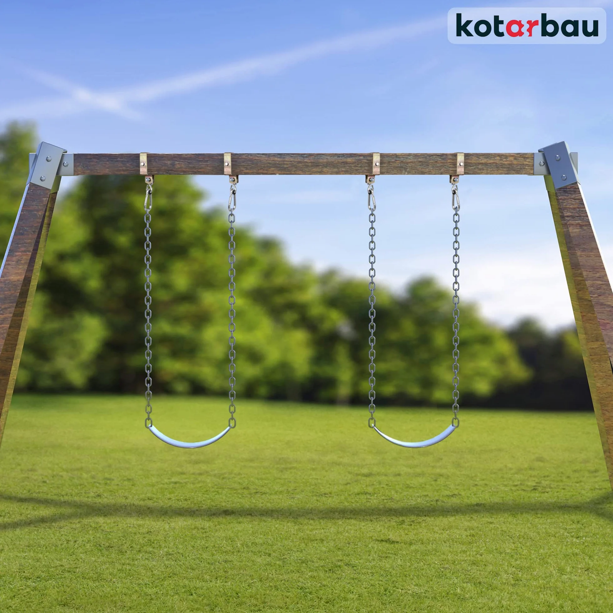 KOTARBAU® Set di 2 ganci per altalena, 90 x 90 mm, gancio a moschettone quadrato, morsetto per altalena, fissaggio per altalena, gemelli, zincati, colore giallo, 2 unità, 90 x 90 mm