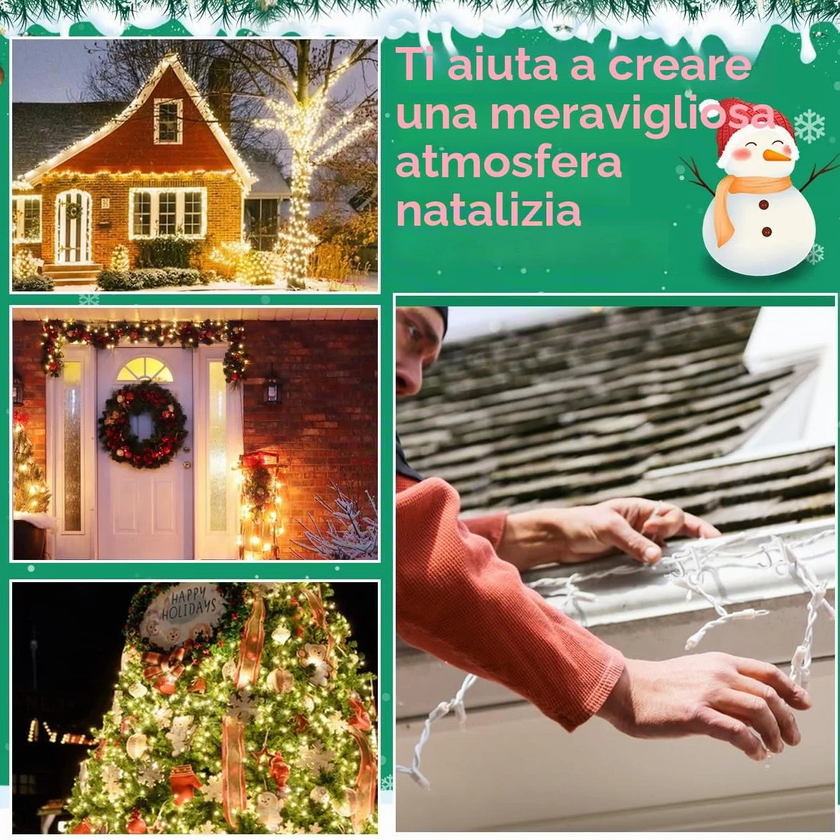 Ganci per Grondaie Luci di Natale in Acciaio Inossidabile 120 Pezzi, Clip per Luci Esterne