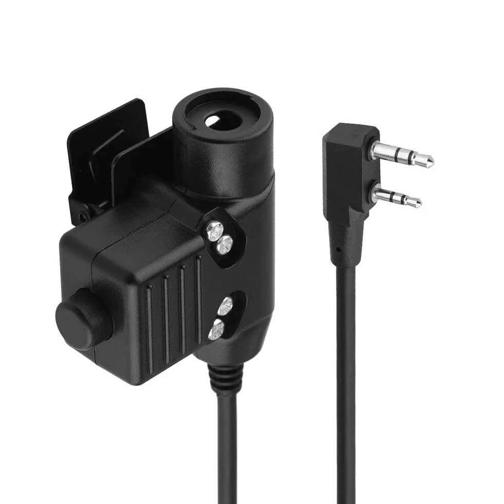 Agatige Cuffia Radio Militare PTT Bidirezionale Walkie Talkie Adattatore U94 Spina Mobile 2 Pin 7,0 mm Push to Talk per Ken-wood Bao-feng