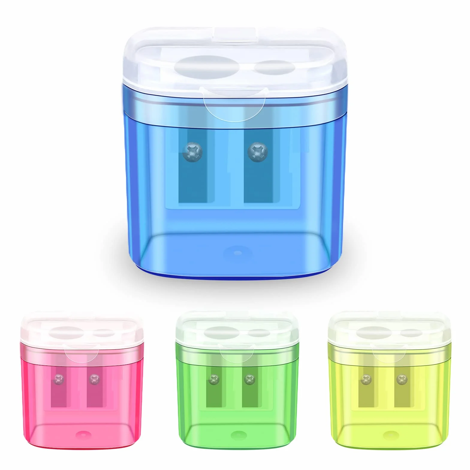 Temperino con Serbatoio Doppi Fori 4pcs per Matite Bambini Scuola Ufficio