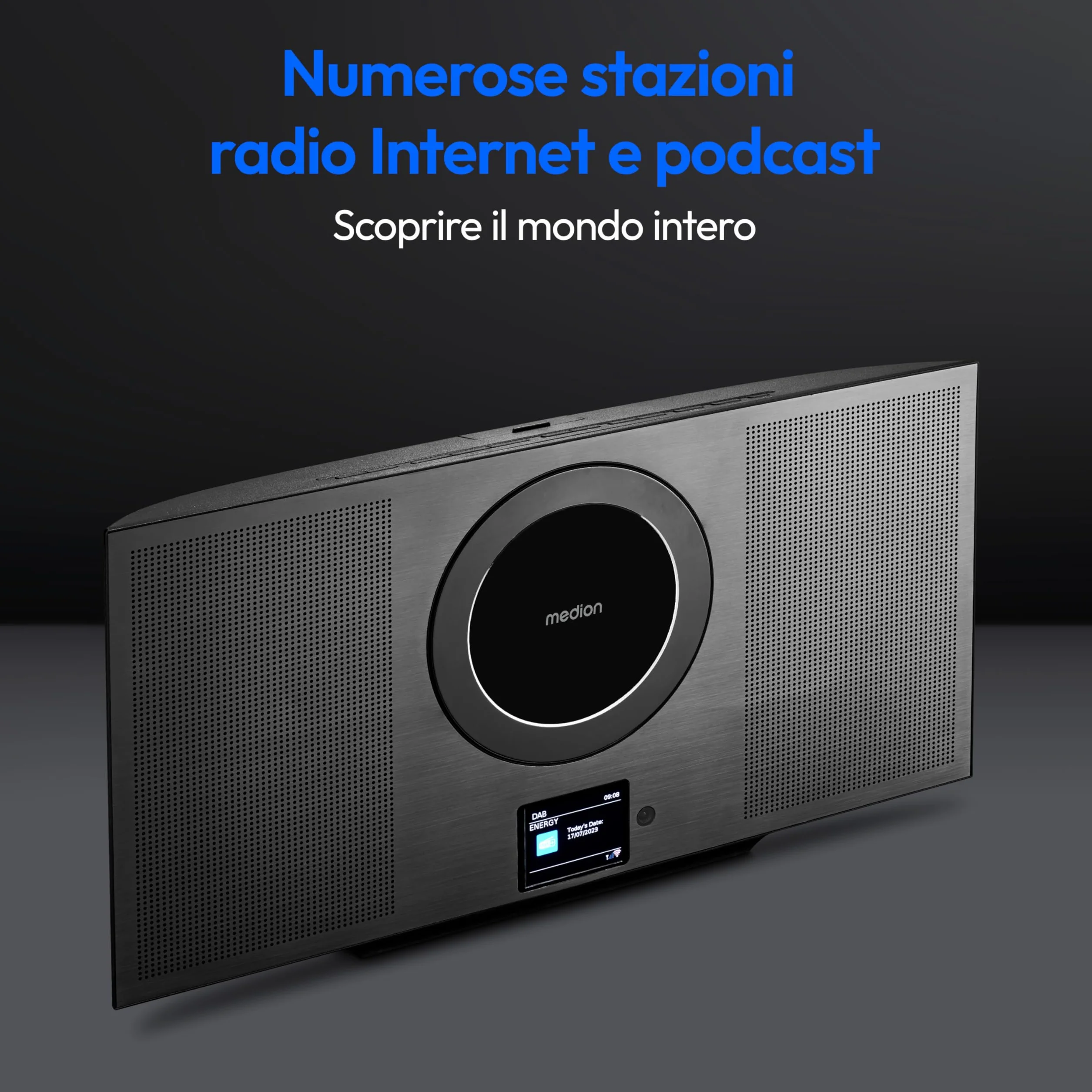 MEDION Radio Internet con lettore CD WLAN DAB+ Spotify Connect FM MP3 USB Bluetooth display a colori sistema compatto verticale
