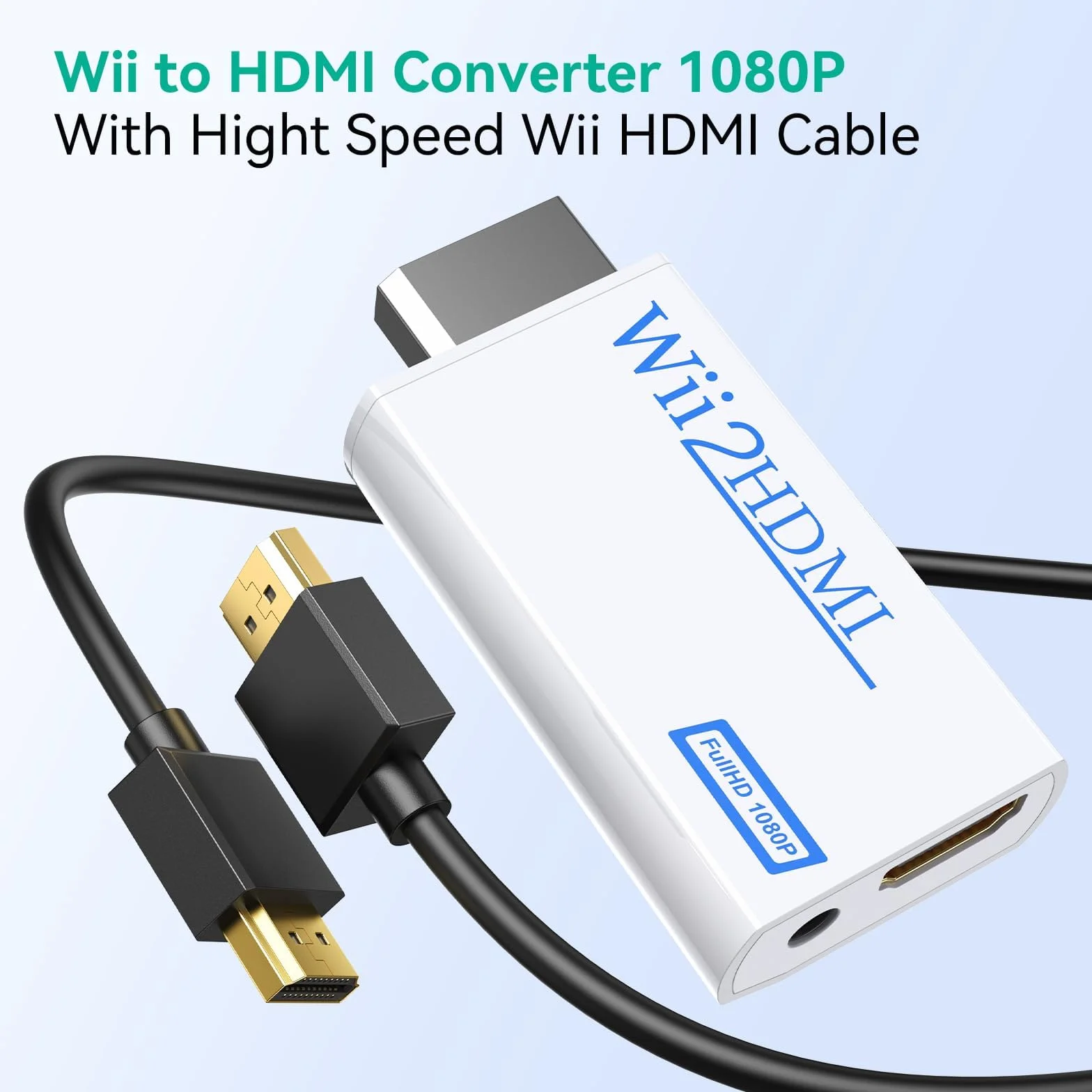 Convertitore da Wii a HDMI 1080p 720p, Adattatore Wii HDMI con Uscita Audio 3,5mm, Supporta Tutte le Modalità di Visualizzazione Wii, Bianco