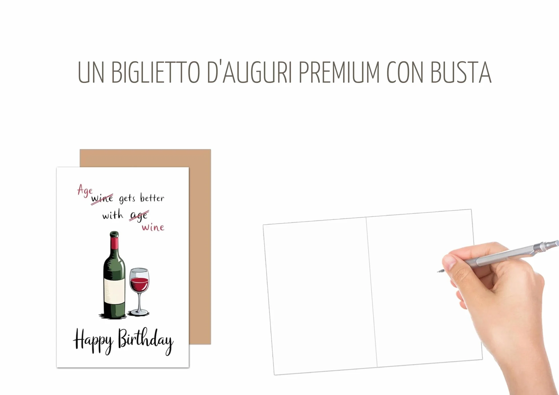 Edition Seidel biglietto di compleanno premium con busta Happy Birthday frase donna uomo vino divertente