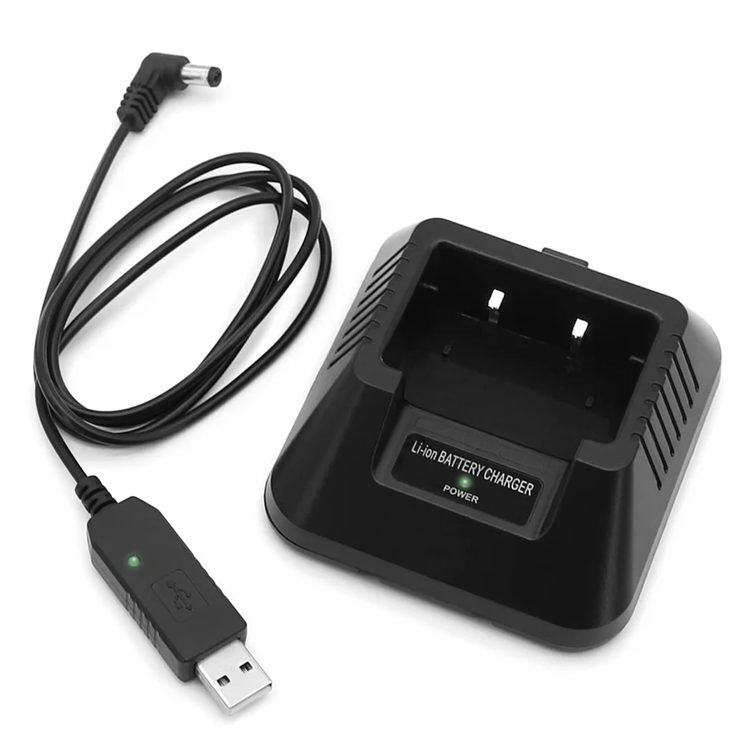 Base Caricabatterie da Scrivania per Baofeng Radio BF-F8HP UV-5R con Adattatore USB
