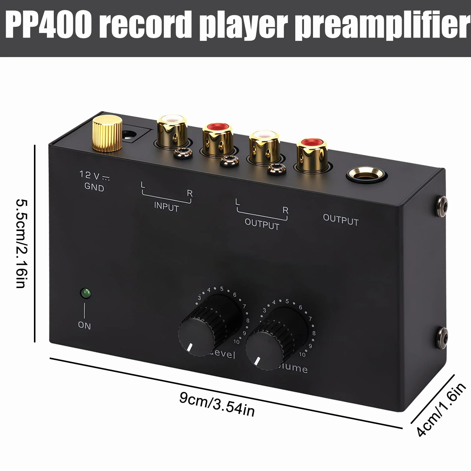 Phono preamplificatore giradischi MM con ingressi e uscite RCA, amplificatore stereo DC 12V