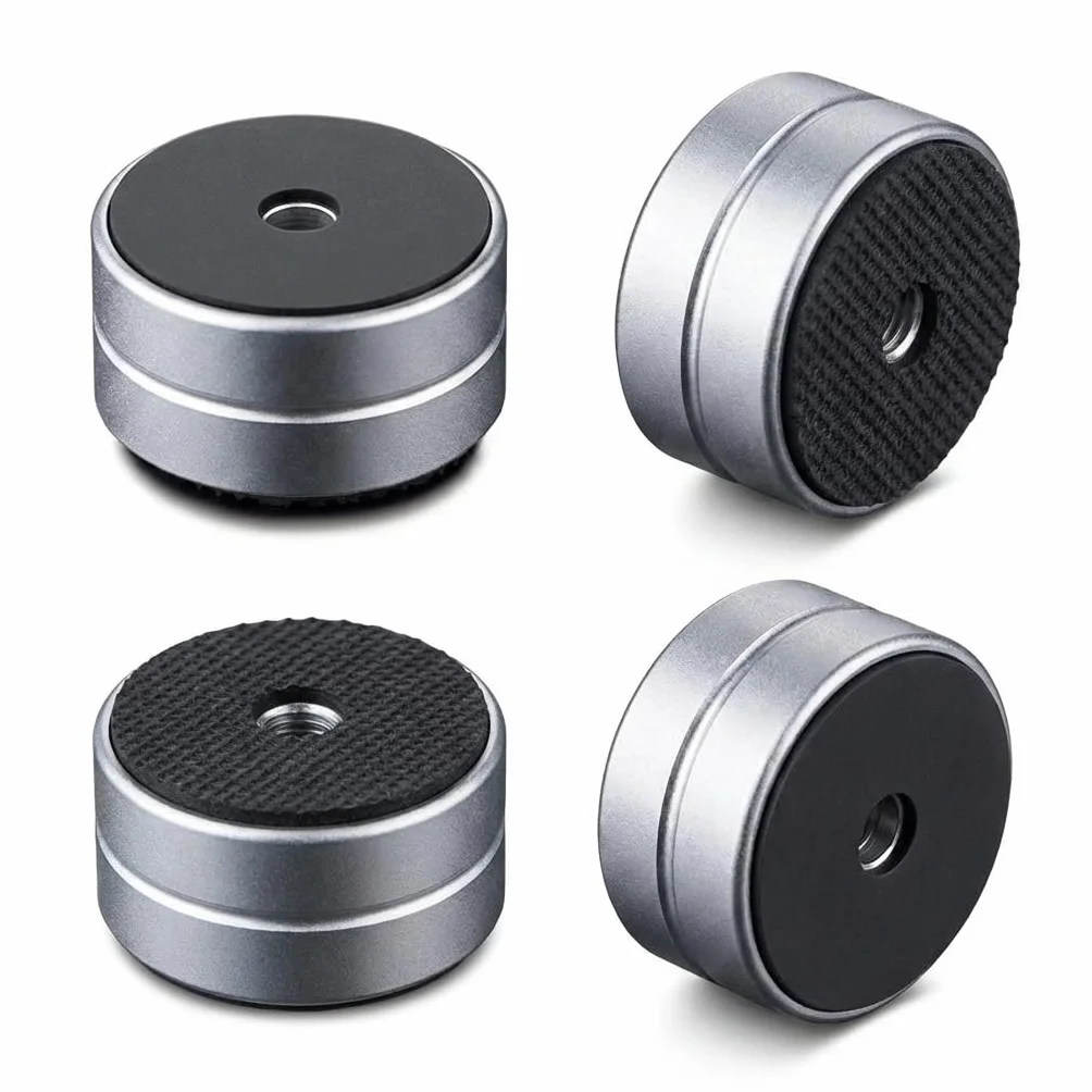 Piedini in Alluminio per Apparecchiature HiFi 30 x 15mm Ammortizzanti per Altoparlanti Argento