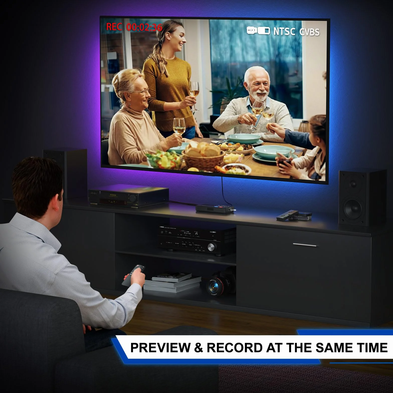 Convertitore da VHS a digitale Portta, registratore video con telecomando, compatibile VHS DVR Hi8 Mini DV console gioco