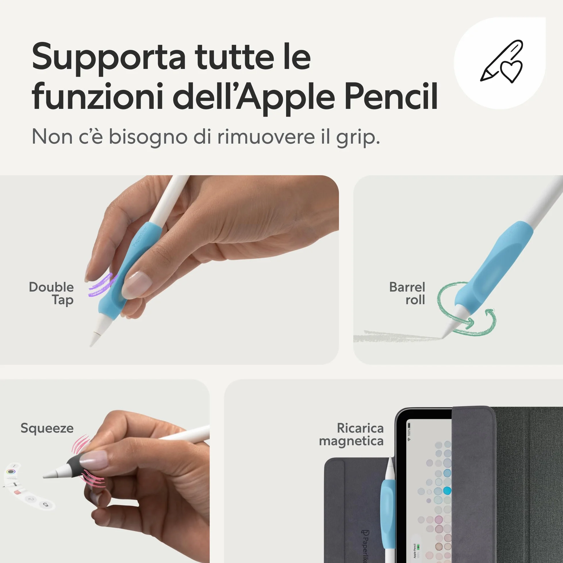 Paperlike Pencil Grips for Apple Pencil 1st & 2nd Generation USB-C PRO - Set of 2