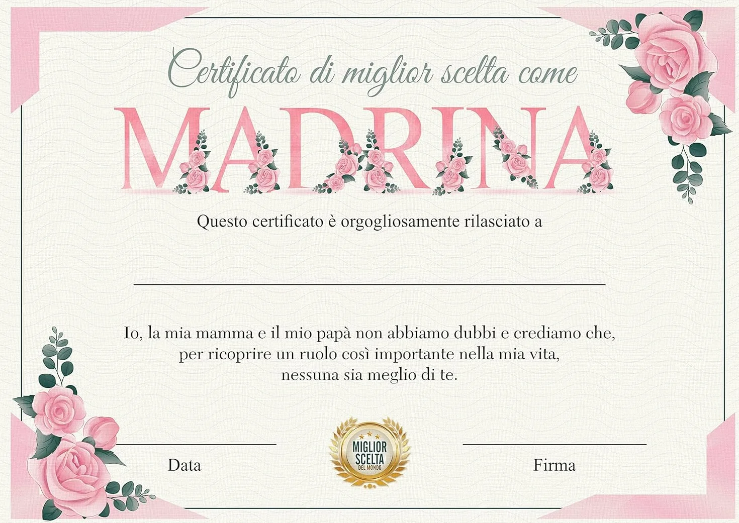 GHIBLI Certificati "Vuoi Essere la Mia Madrina e il Mio Padrino" con Buste - Idea Regalo Diploma Battesimo Bimbo Bimba