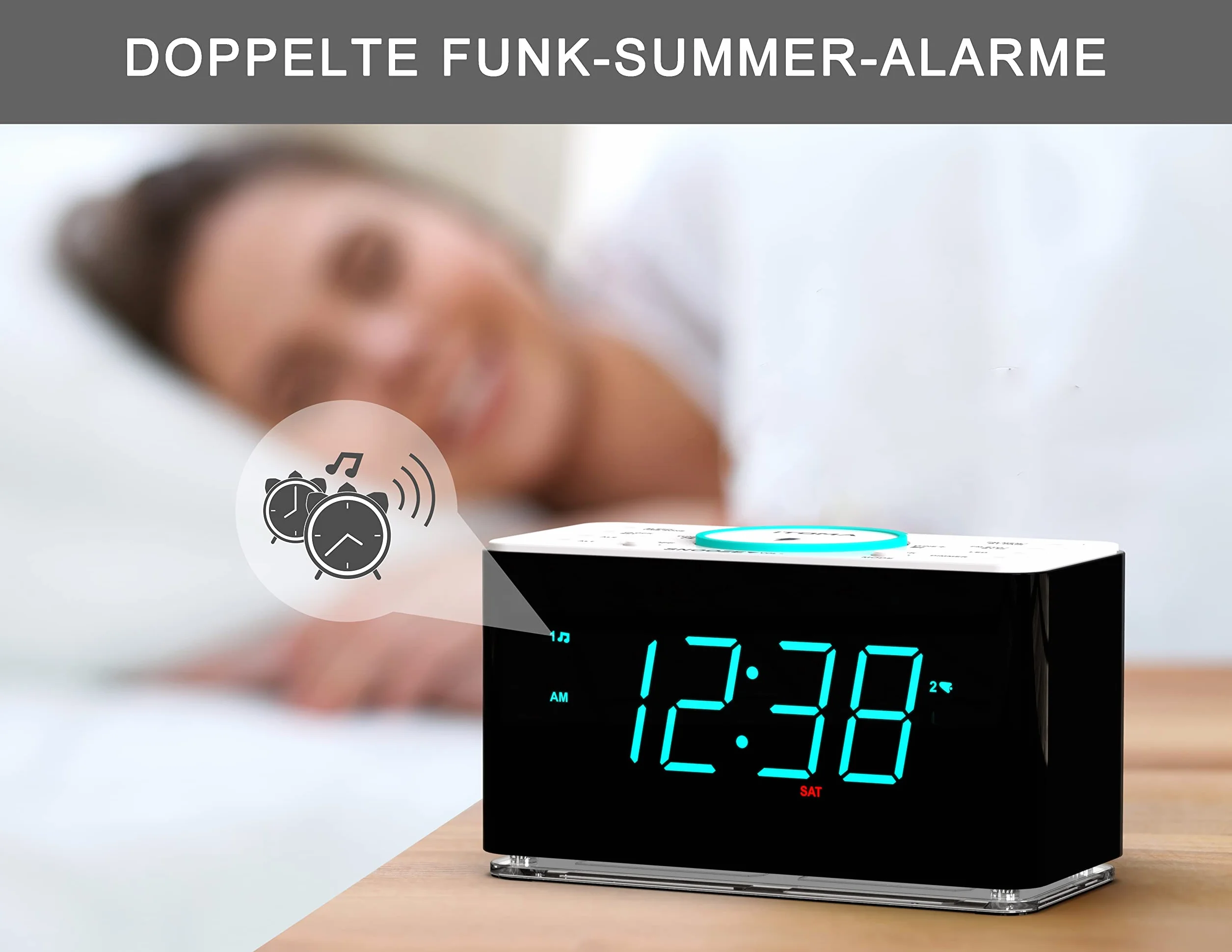 iTOMA CKS207 Radiosveglia Bluetooth 15W Caricabatterie Wireless FM Radio USB Doppia Sveglia