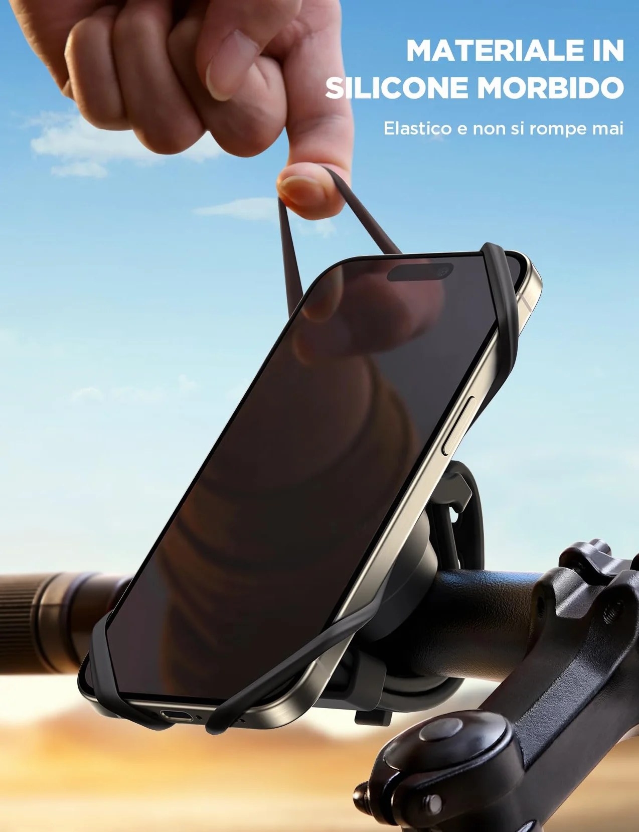 JOYROOM Porta Cellulare Bici con Assorbimento degli Urti in Silicone, Supporto Telefono Moto 360° per iPhone 15 14 13 Samsung 4.0-7.2 Pollici