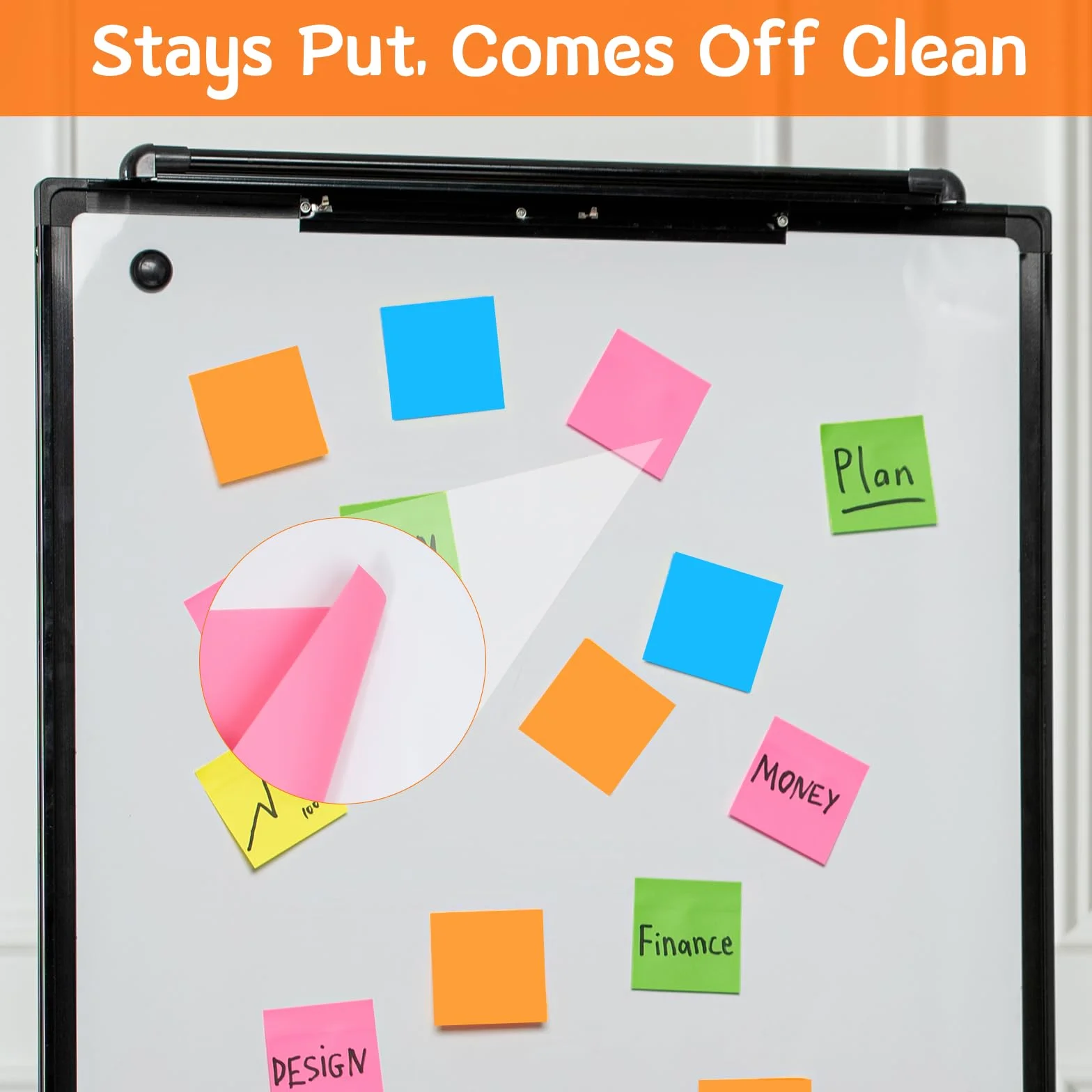 Foglietti Adesivi 76x76mm Sticky Notes 100 Fogli 5 Colori Vivaci Rimovibili per Ufficio