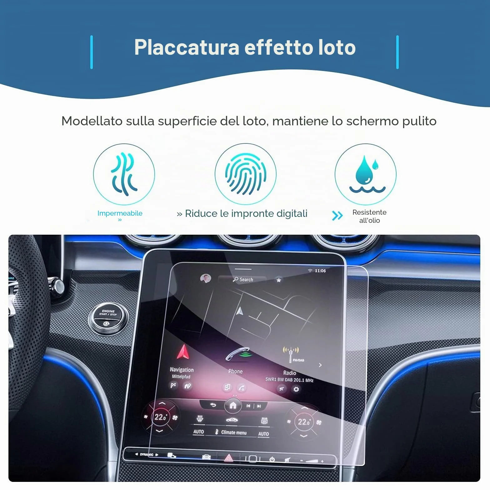 Pellicola Protettiva in Vetro per Mercedes Classe C W206 GLC X254 2023-2026 11,9" 12,3" Touchscreen 9H Antigraffio [2 Pezzi]