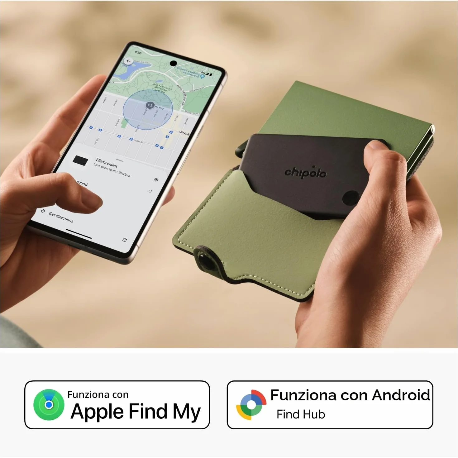 Chipolo CARD Localizzatore Bluetooth Ricaricabile per Portafogli Passaporti Dov’è Apple Trova Google Android