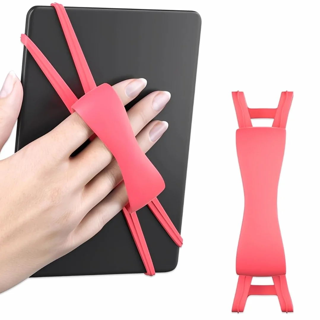 Comodo Supporto con Cinturino da Mano Accessorio di Presa per Lettura a Letto Compatibile con Kindle Paperwhite Oasis Kobo Tablet (4,7-8") Rosa