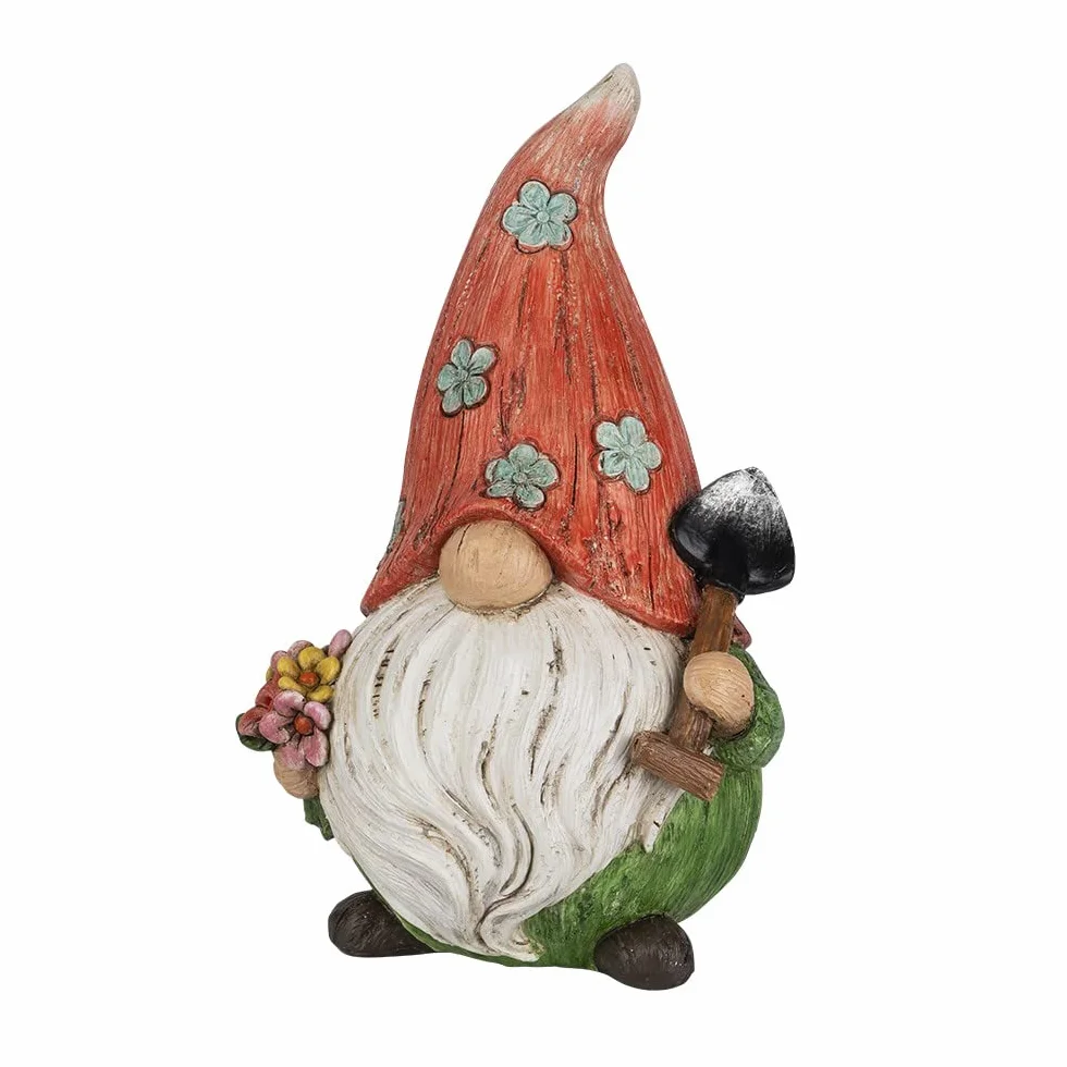 Ideen mit Herz Figura decorativa gnomo con pala | giardino | nano da giardino per esterni | altezza 21 cm | larghezza 13 cm