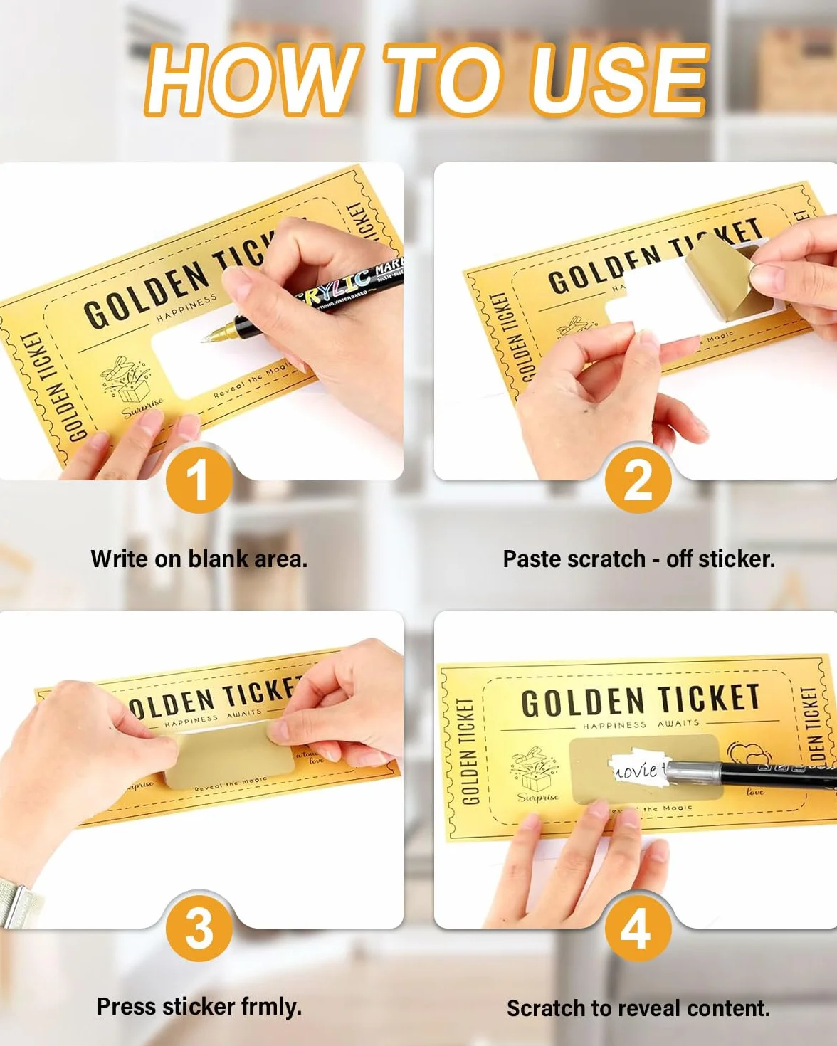 Biglietto Regalo Personalizzabile Golden Ticket Gratta e Vinci 5 Pezzi