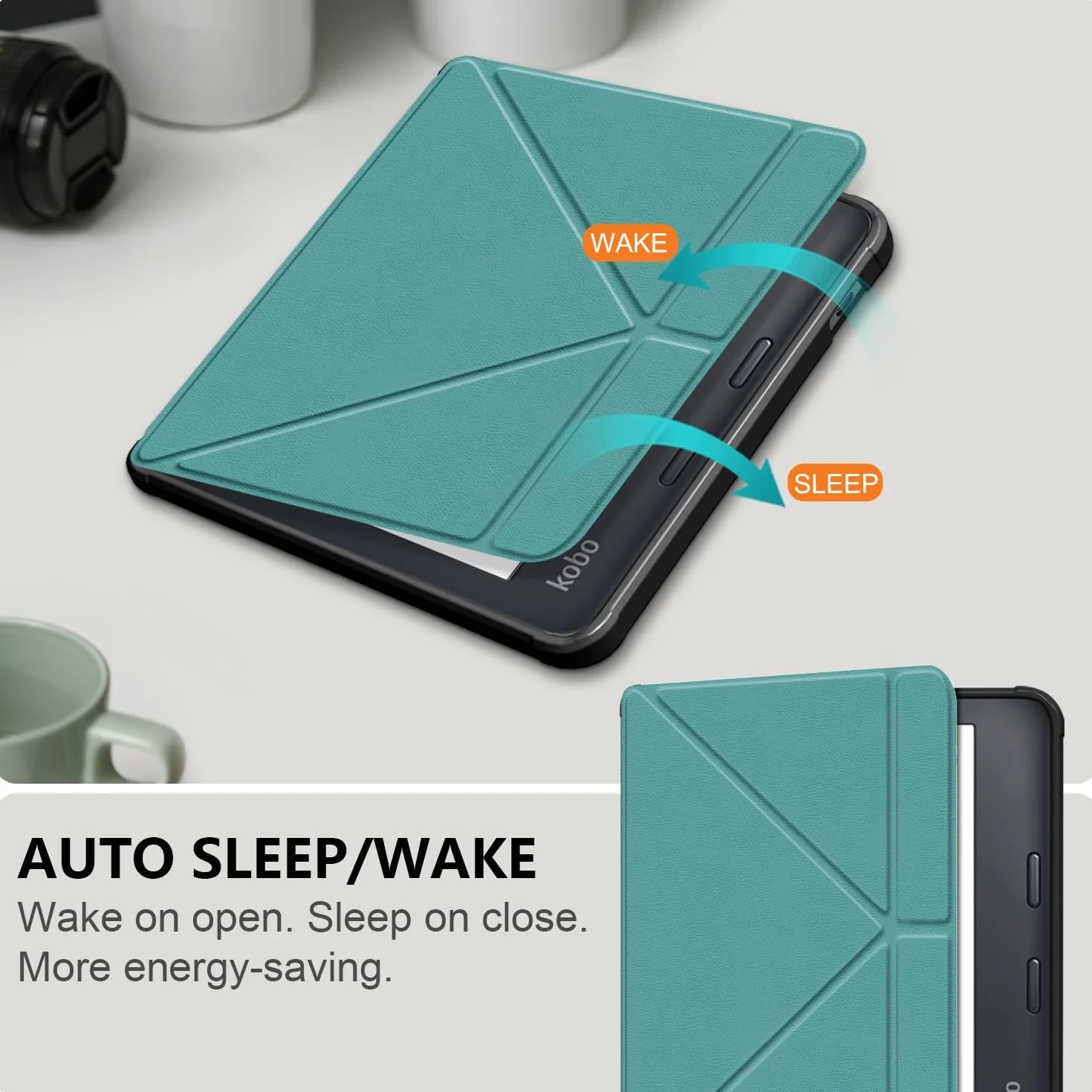 Custodia Kobo Libra Colour 2024 Libra 2 2021 Vision 6 2021 7 Pollici eReader Ultra Sottile Cover Supporto Verde