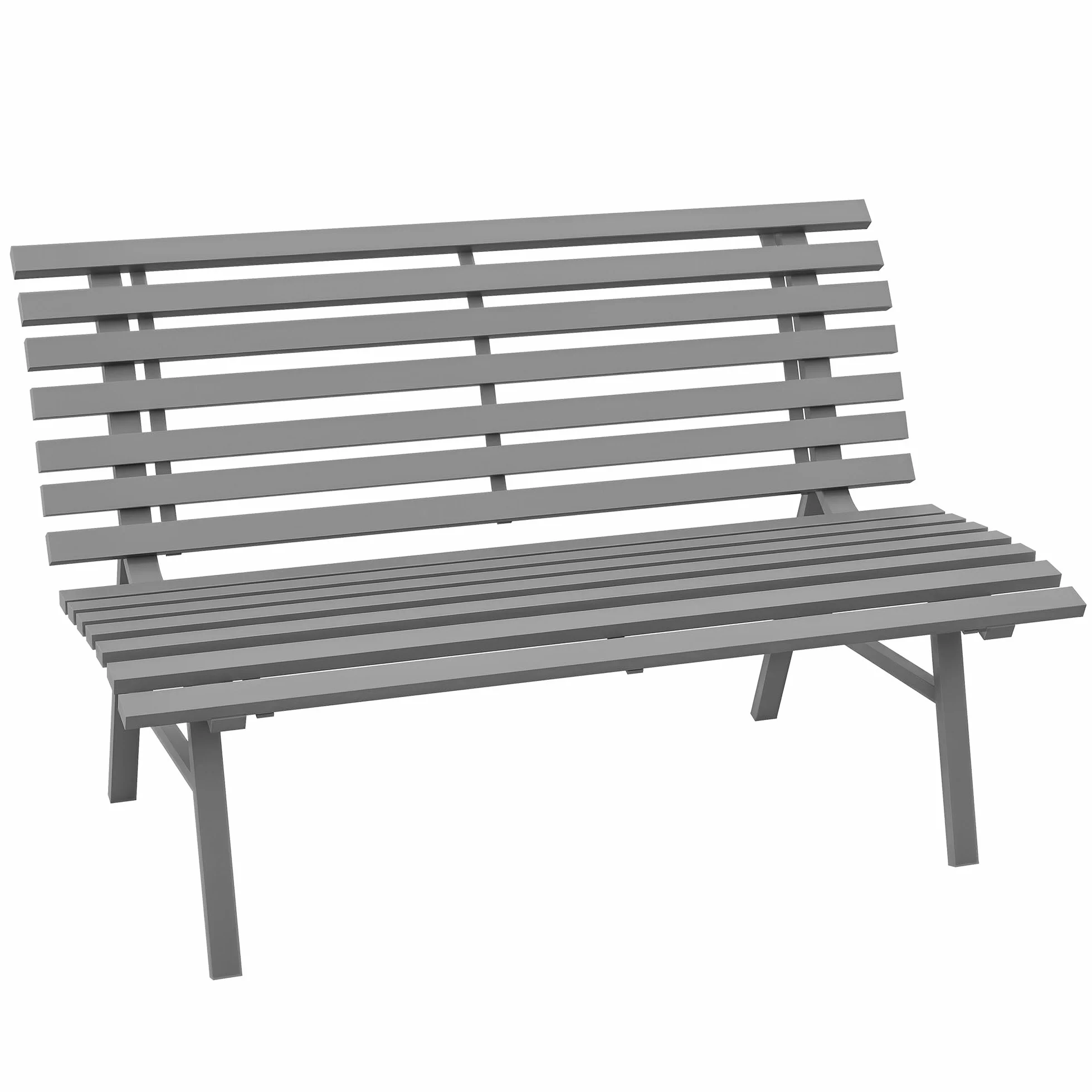 Outsunny Panchina da Giardino da 2 Posti, Panchina da Esterno a Doghe in Alluminio, Panca per Terrazza Patio e Cortile, 123x67x79 cm, Grigio