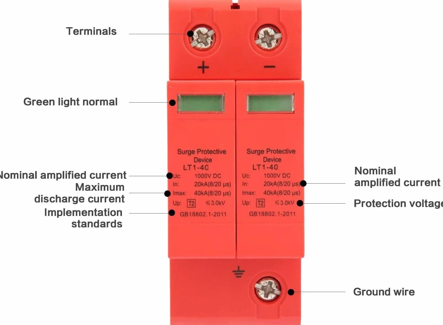 DEWIN Scaricatore di Sovratensione DC 1000V 2P 20KA~40KA Dispositivo di Protezione Contro Le Sovratensioni