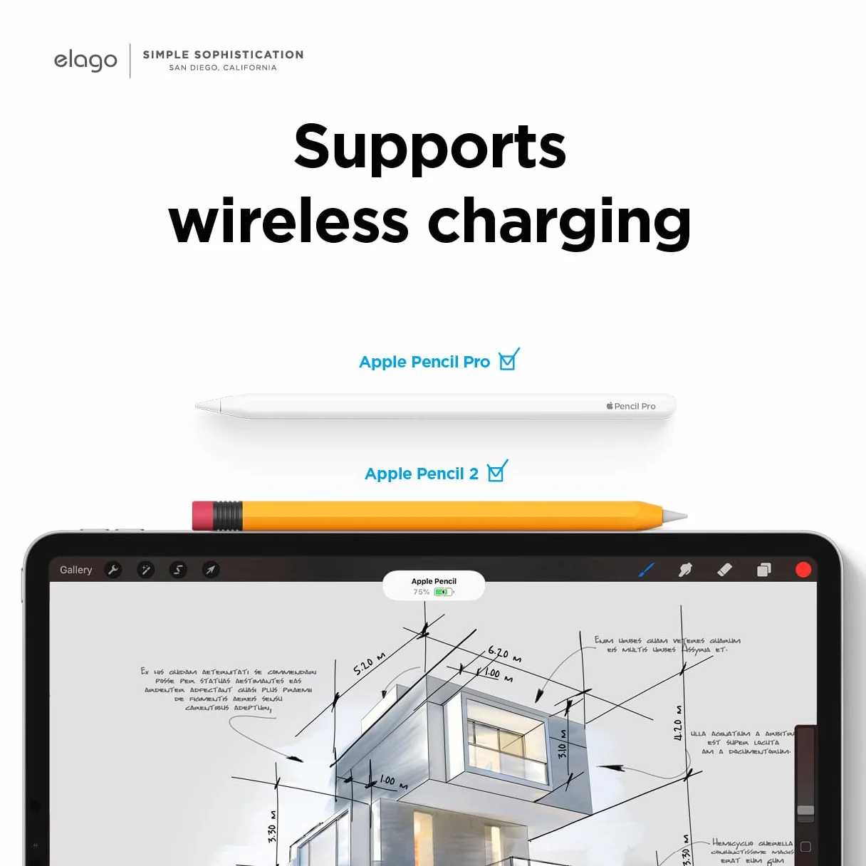 elago Custodia Classica in Silicone Compatibile con Apple Pencil Pro e 2ª generazione - Ricarica Magnetica e Doppia Pressione