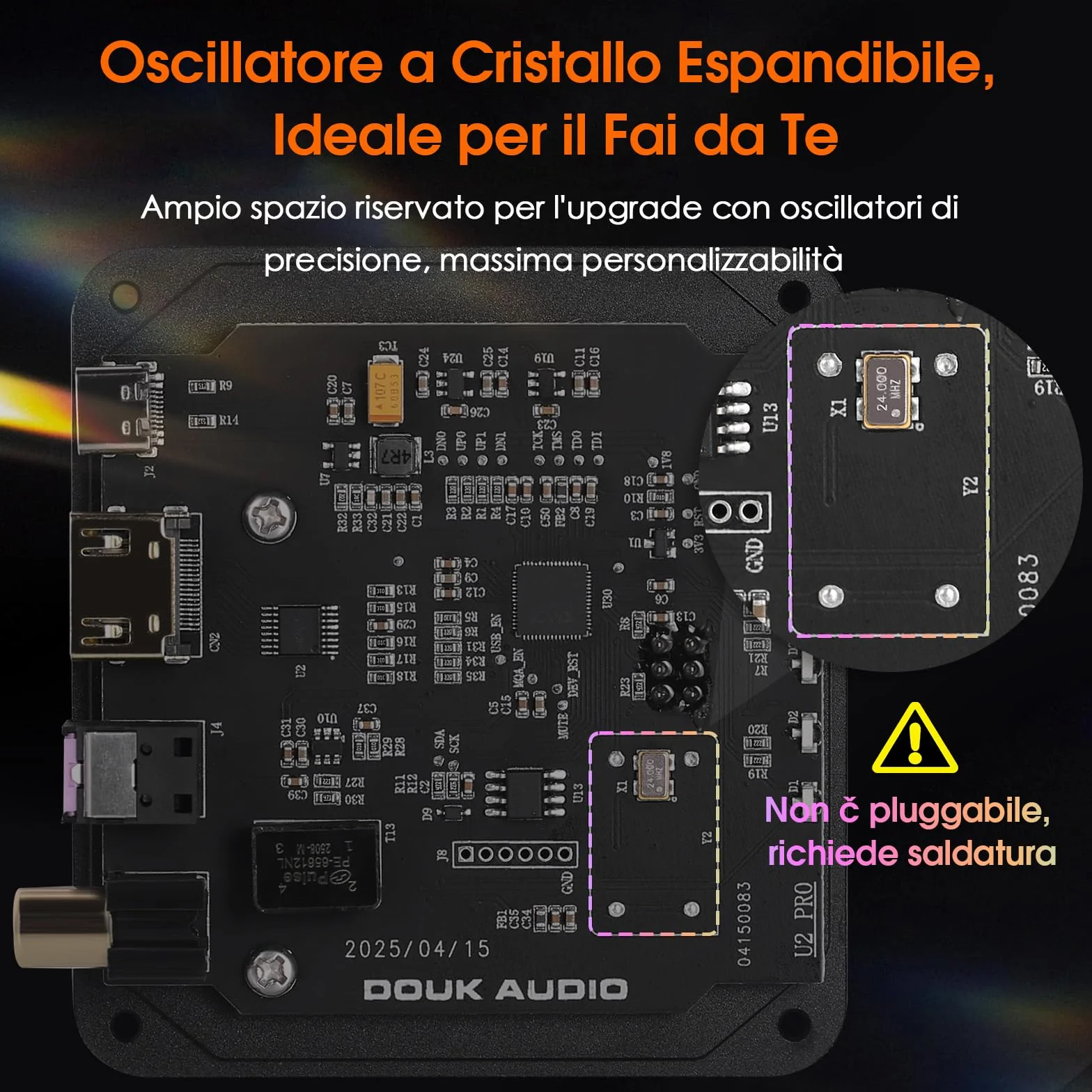 Douk Audio U2 PRO XMOS XU316 Interfaccia Digitale USB DDC USB-C a Ottico Coassiale HDMI IIS DSD512 PCM768kHz Convertitore Audio Digitale Analogico Portatile