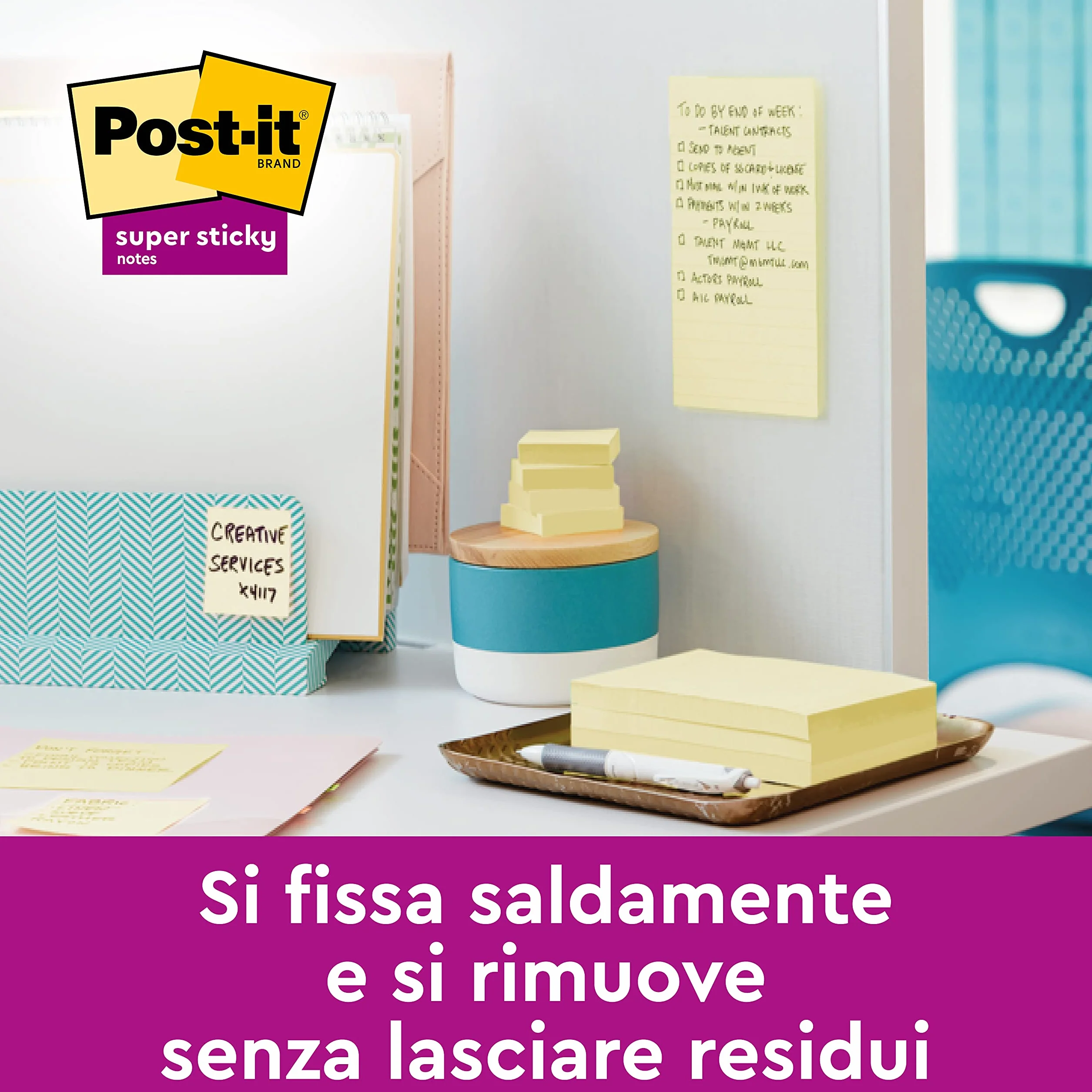 Post-It Foglietti Adesivi Super Sticky Canary Yellow 90 foglietti Giallo