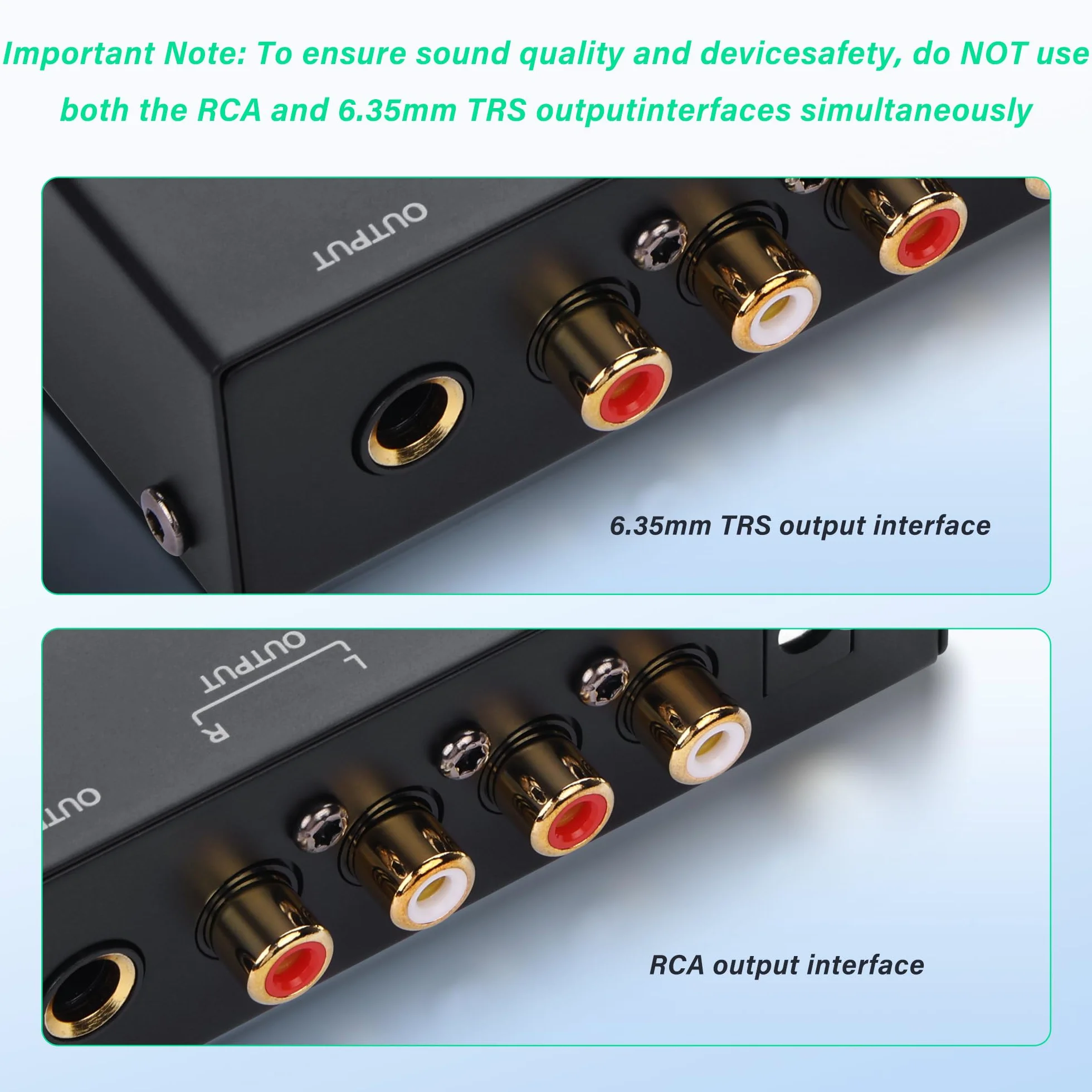 SinLoon PP400P Phono Preamp z podwójnym wyjściem RCA i ¼ cala, przełącznik zasilania, niski poziom szumów, czarny