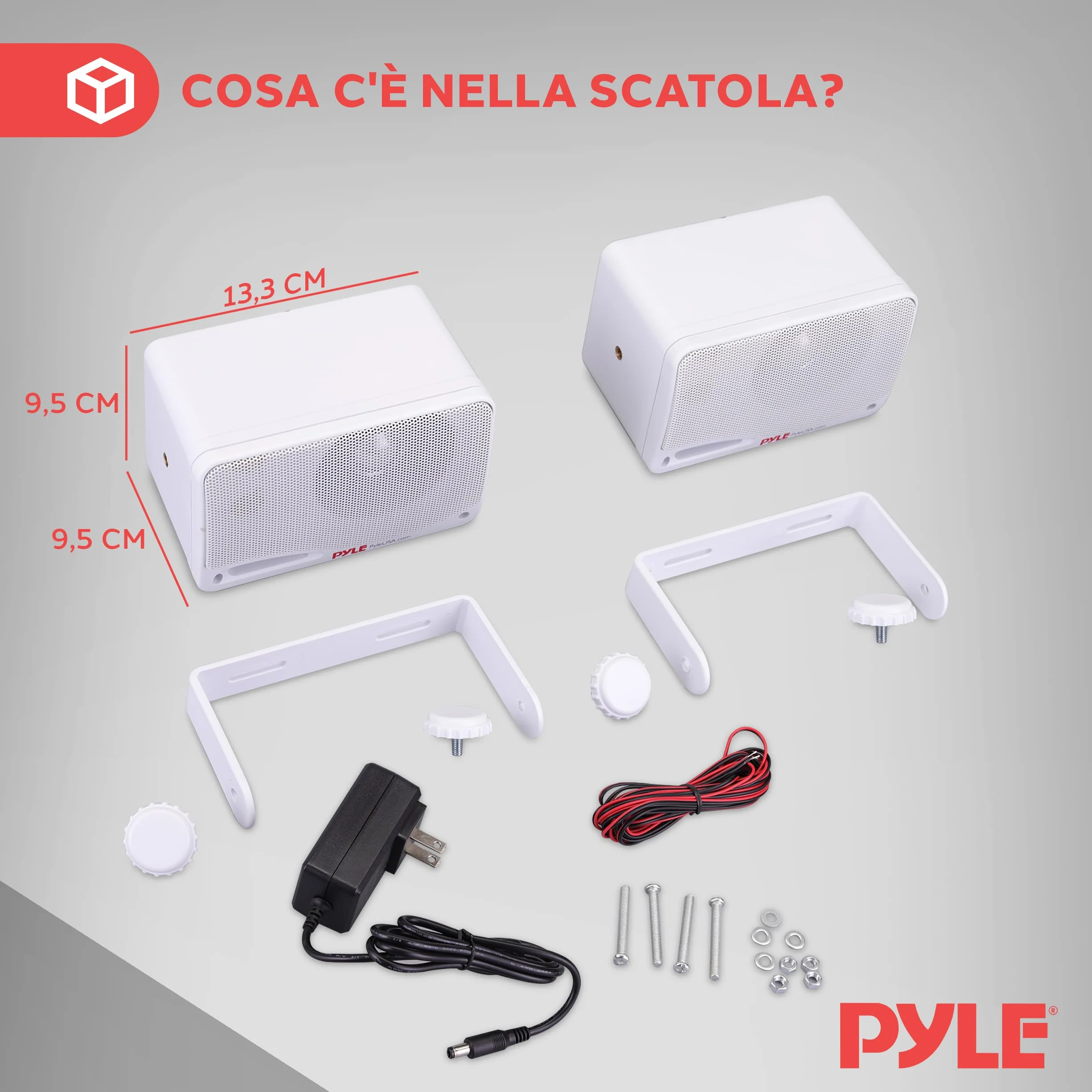 Pyle Cassa Bluetooth Wireless Impermeabile 3 Vie Attivi Passivi Montaggio Parete Soffitto Resistente Intemperie