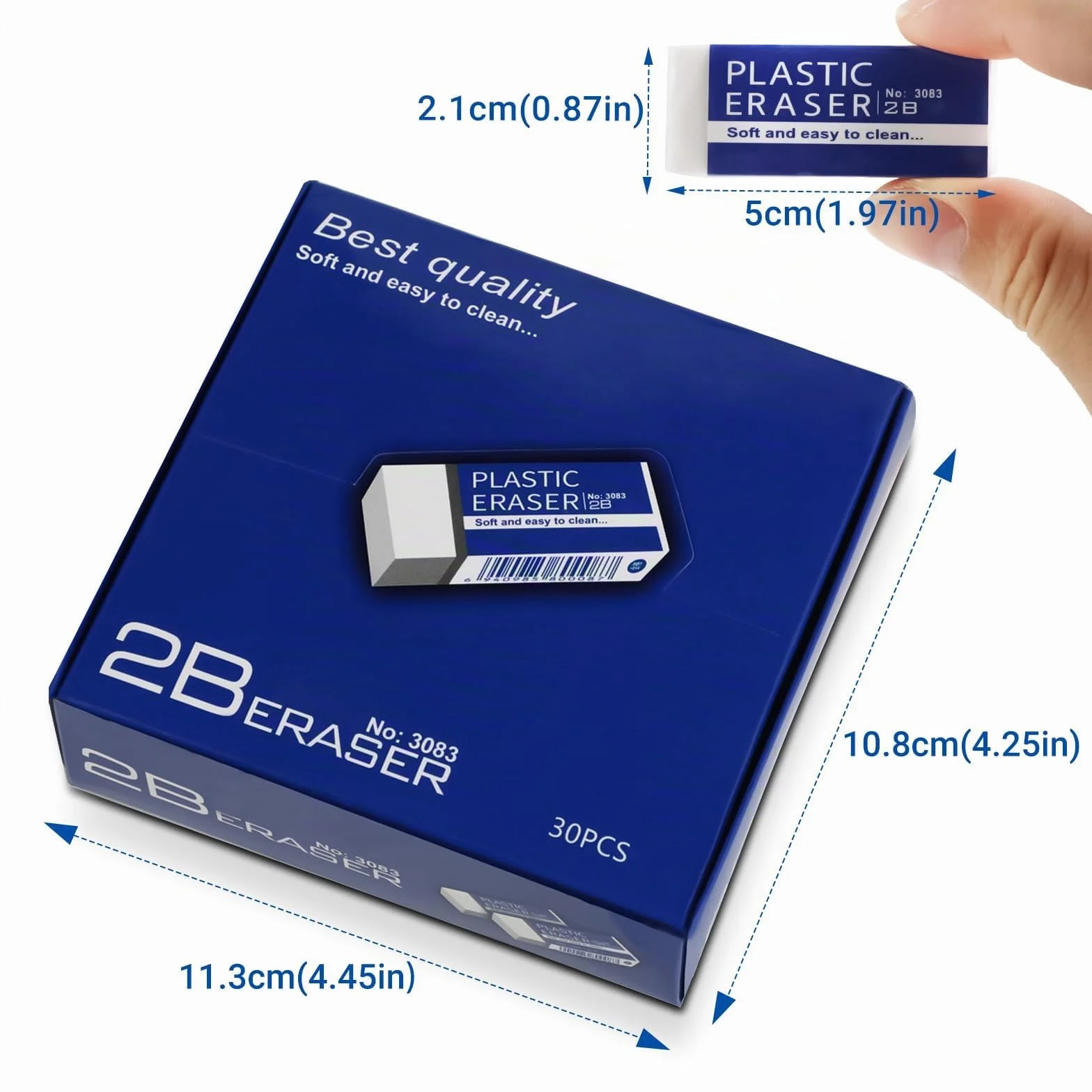 Gomma da Cancellare Classica 2B 6x2x1 cm Plastica Bianco