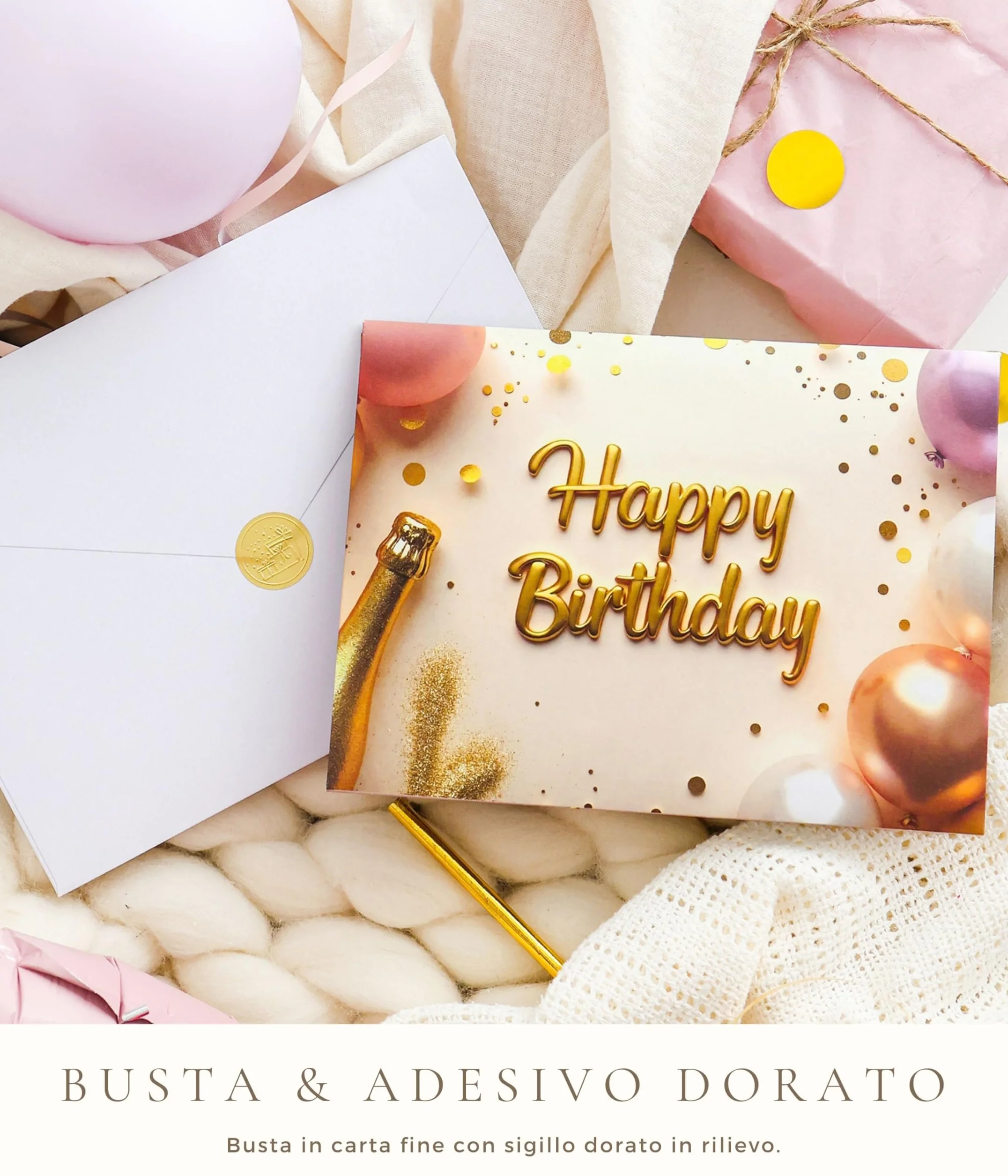 Joli Coon Biglietto auguri 50 anni donna pop up 3D con musica e luce, busta e adesivo sigillo 20×15 cm