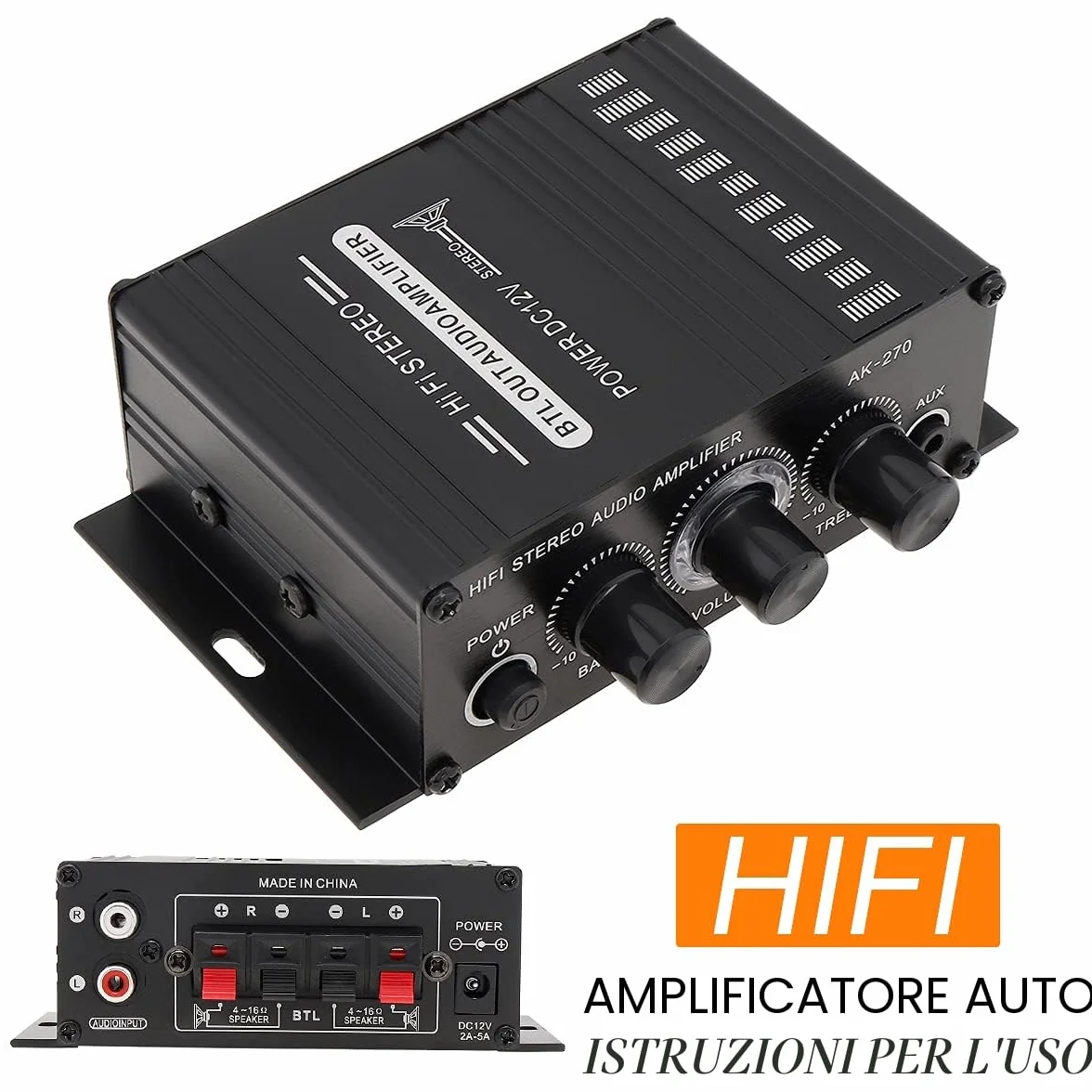 Amplificatore di potenza audio 2 canali classe D AUX USB/SD per karaoke home theater