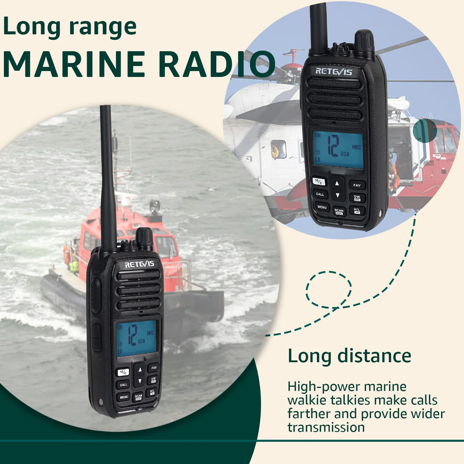 Retevis RM21 Radio Marina Palmare Walkie Talkie Impermeabile IP67 Riduzione Intelligente del Rumore AI 88 Canali