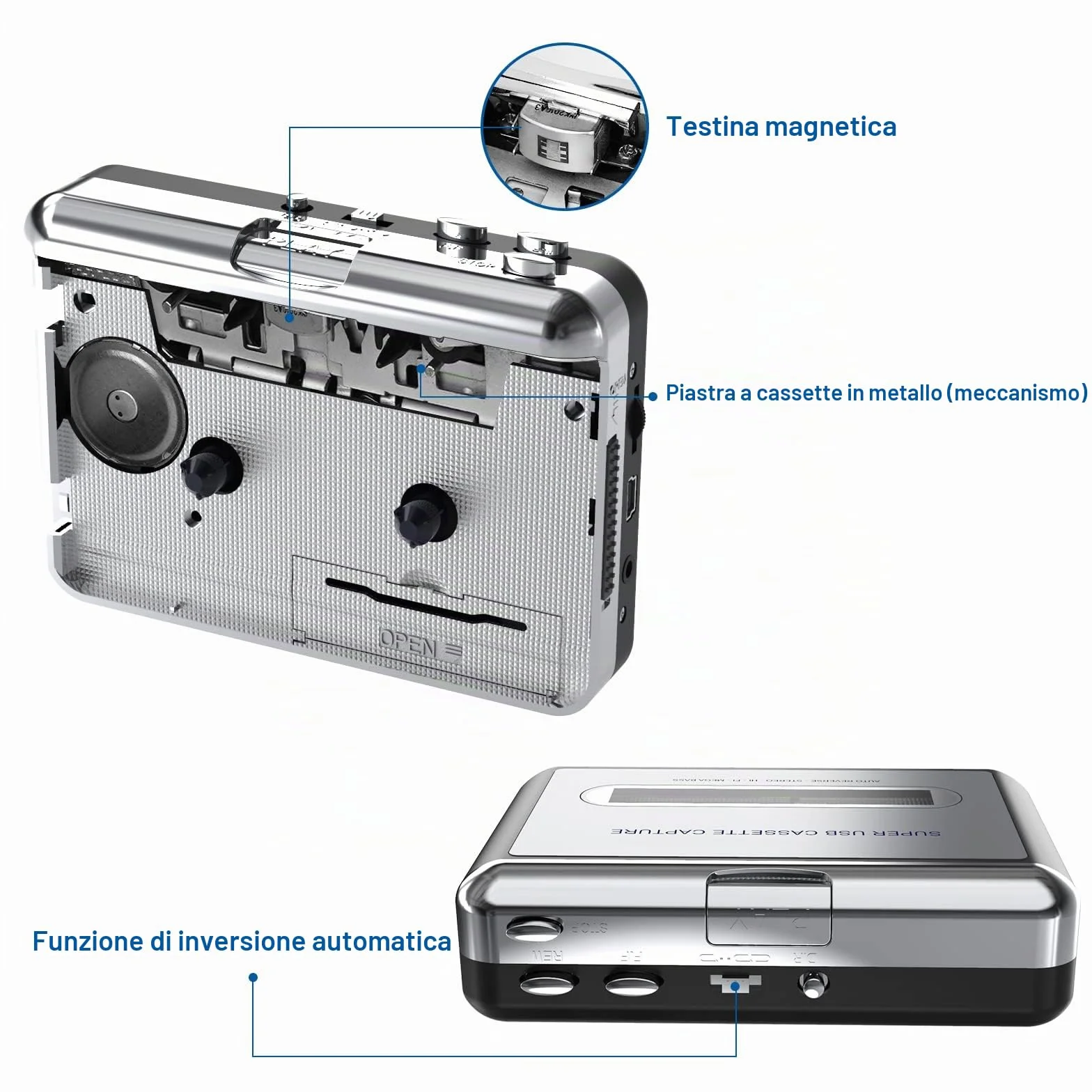 DigitNow Przenośny Odtwarzacz Kaset Magnetofonowych Konwerter Kasety na MP3 USB