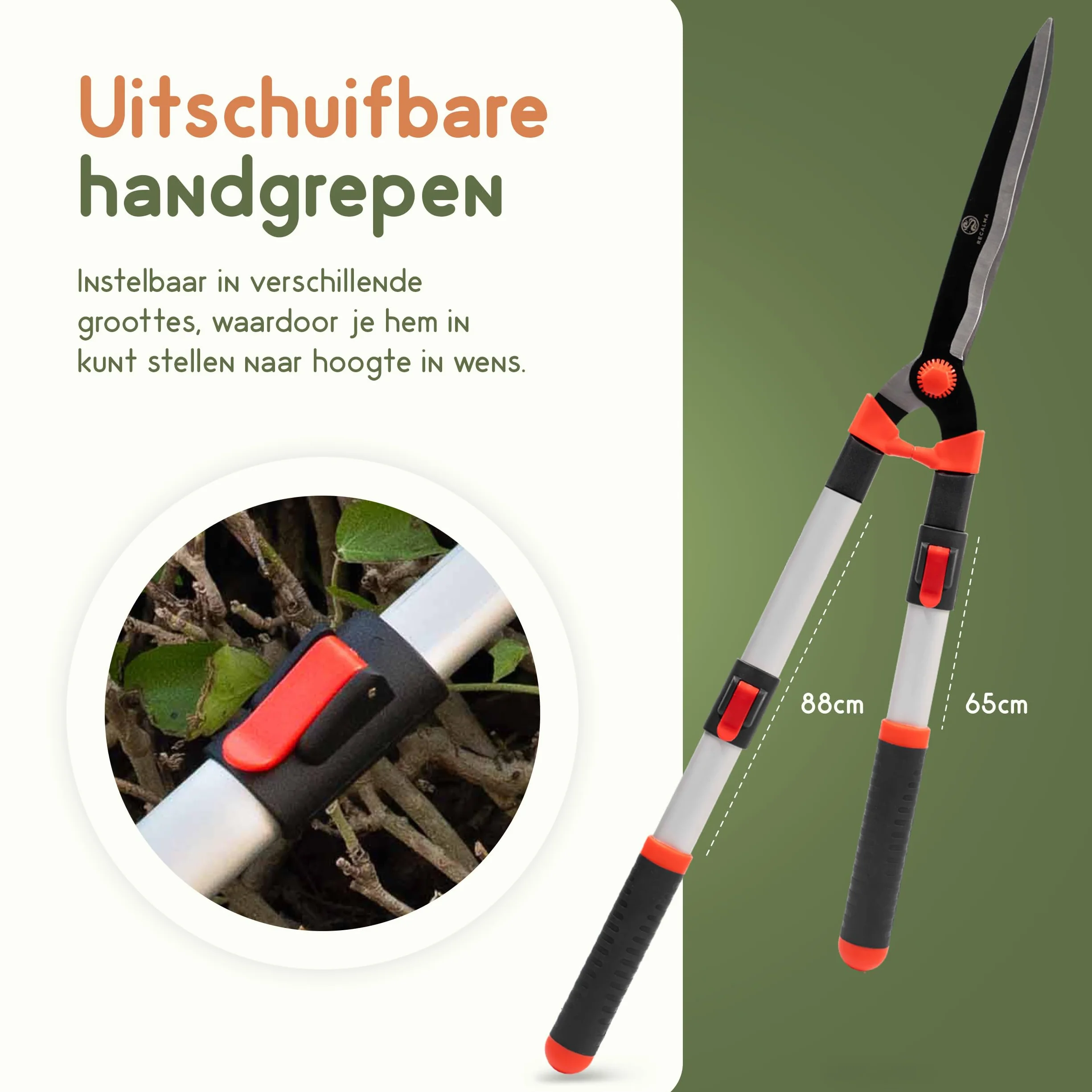 Tagliasiepi telescopico 65-85 cm cesoie da giardino lame in acciaio rosso/nero