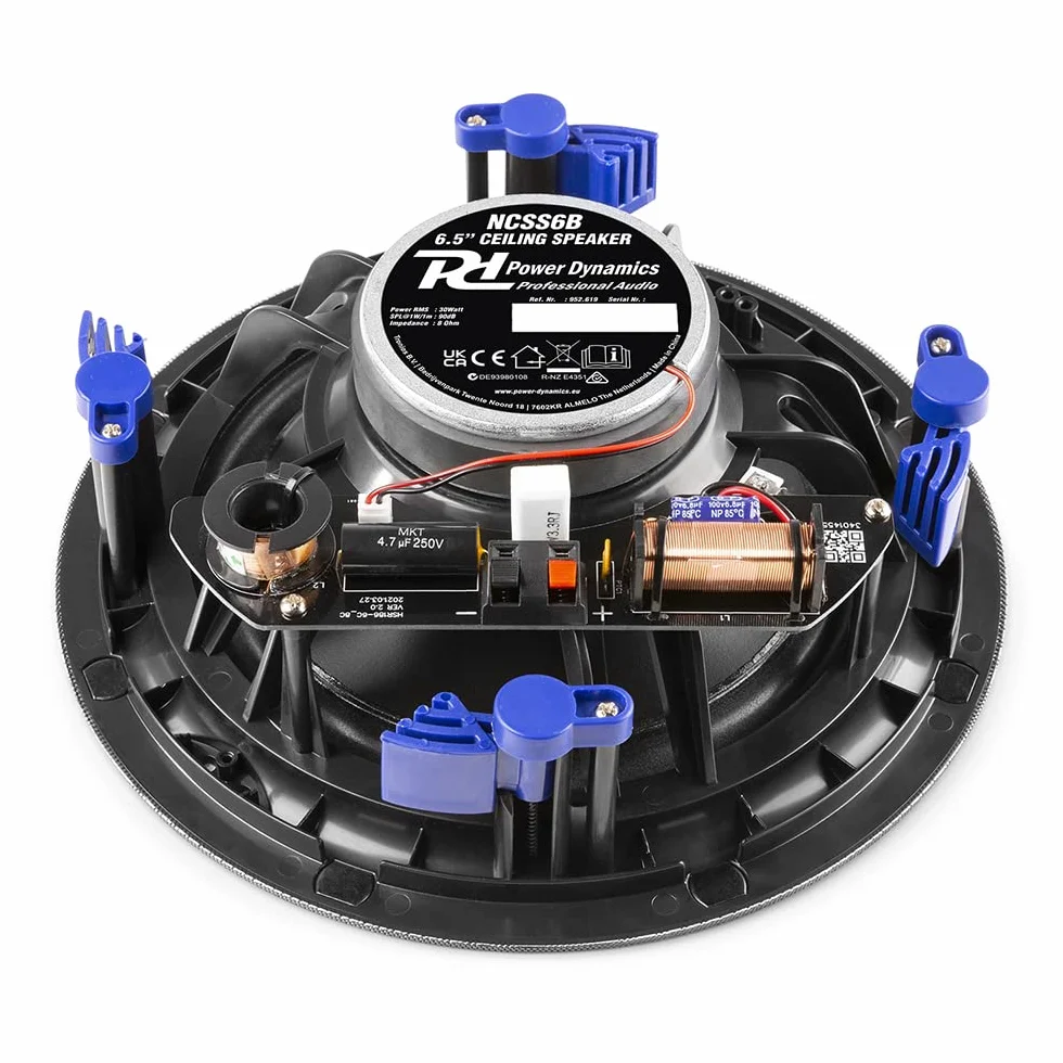 Power Dynamics NCSS6B Altoparlante da soffitto 6,5" 30 Watt 8 Ohm Nero Griglia in Metallo