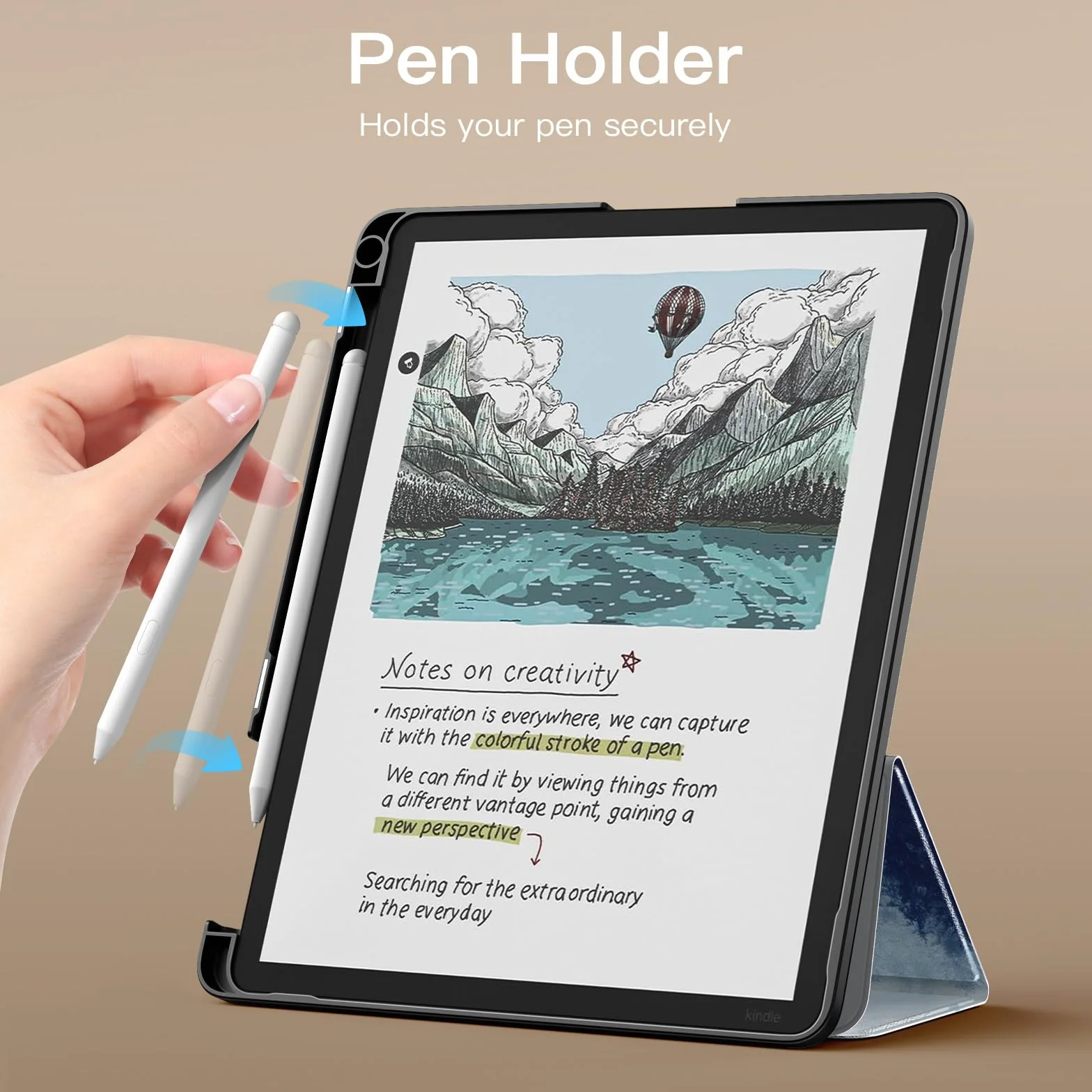 MoKo Kindle Scribe 11" 3a Generazione 2025 Colorsoft 1a Generazione 2025 Custodia in pelle Premium con supporto per penna Auto Sonno/Sveglia Foresta Grigia