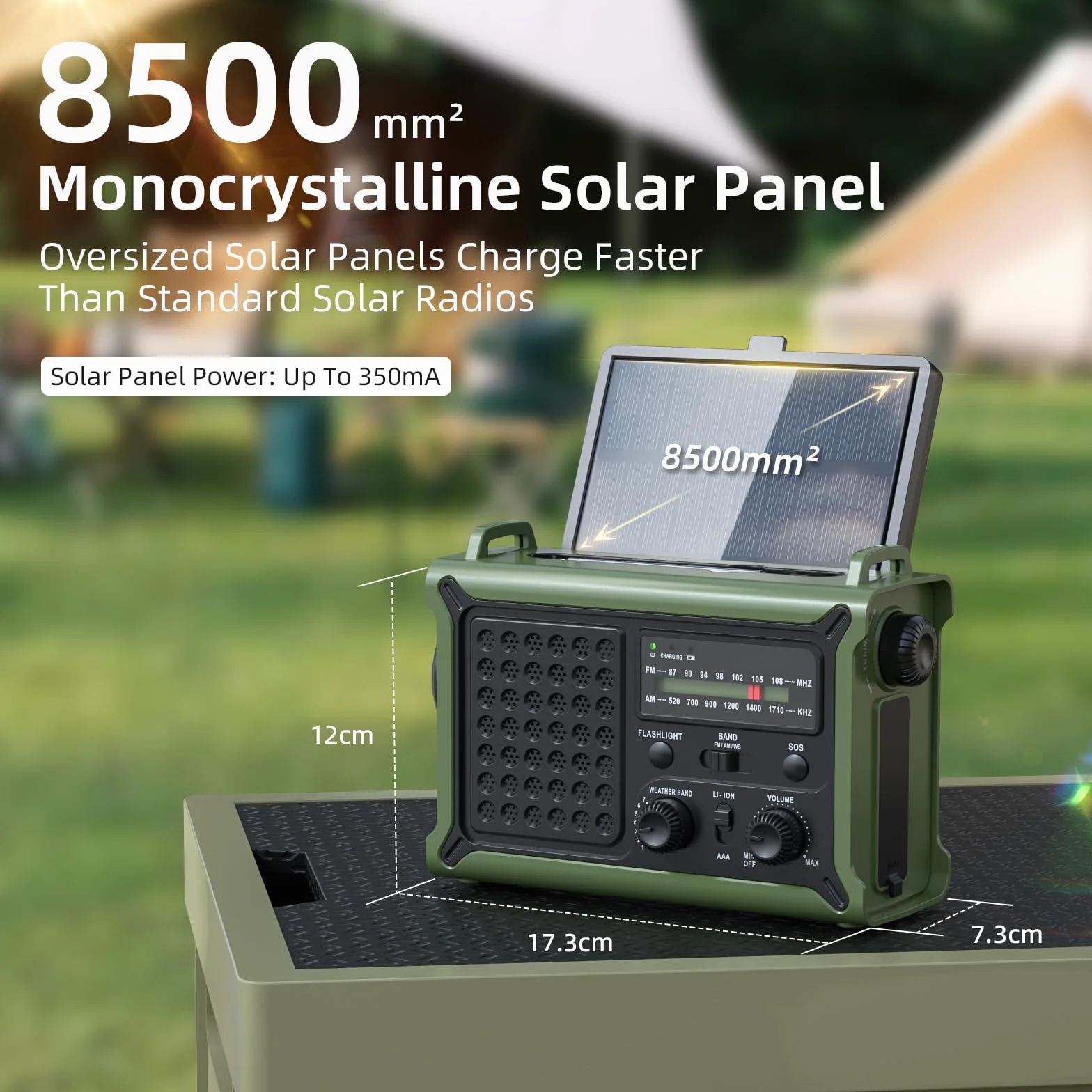 Radio di Emergenza Solare e a Manovella AM/FM, Powerbank 12000mAh, IPX6, SOS, Portatile