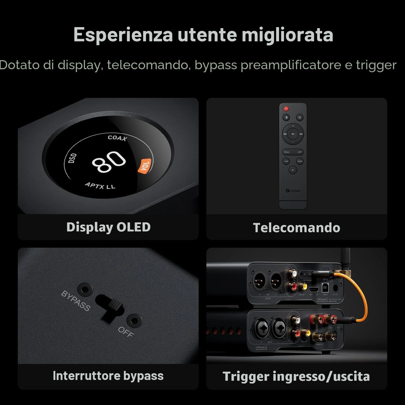 Fosi Audio ZD3 DAC da Tavolo Preamplificatore ES9039Q2M Bilanciato Bluetooth USB Ottico COAX HDMI ARC XLR RCA