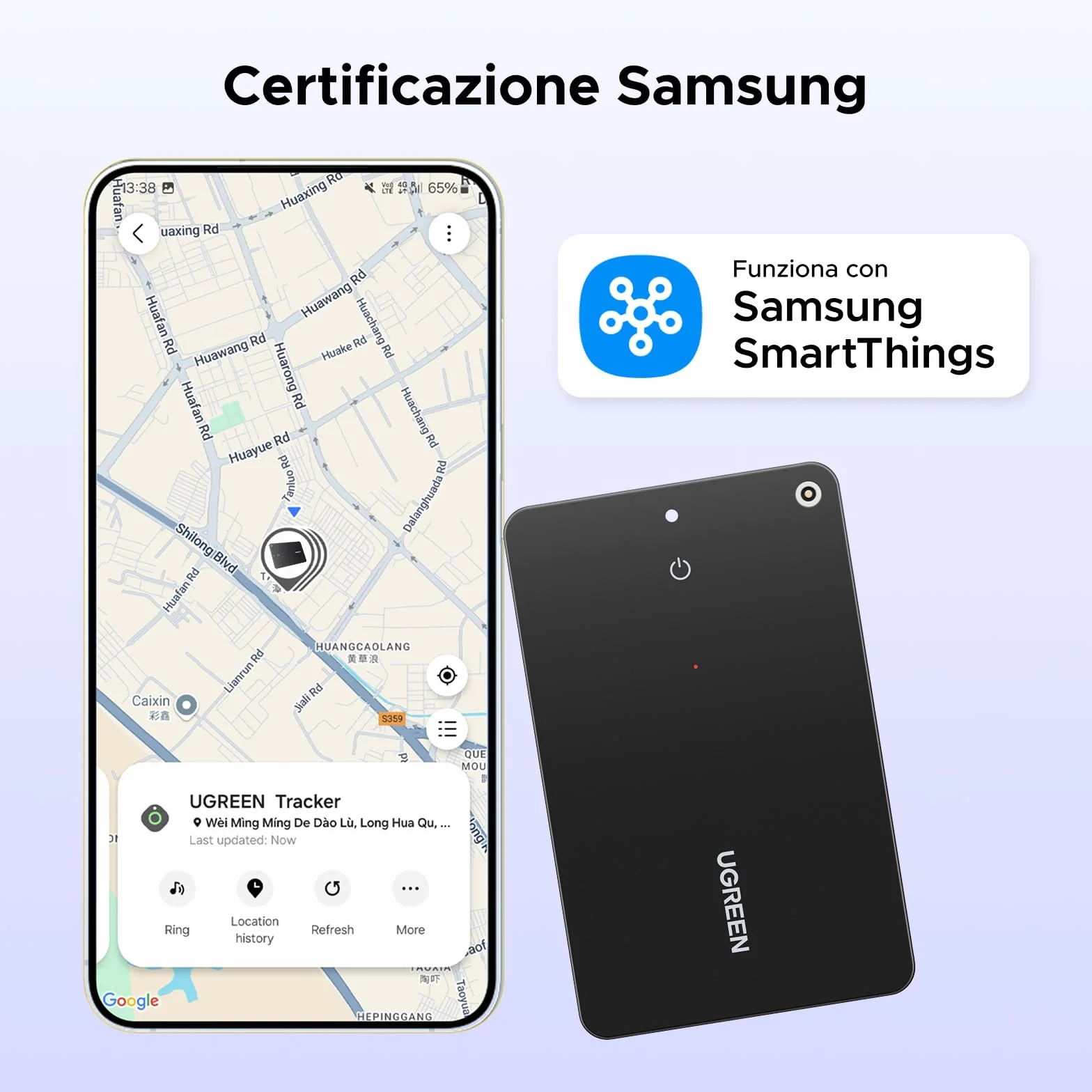 UGREEN Smart Finder Tag Bluetooth Tracker Samsung Ultra Sottile 1,7 mm IP68 Impermeabile Compatibile SmartThings