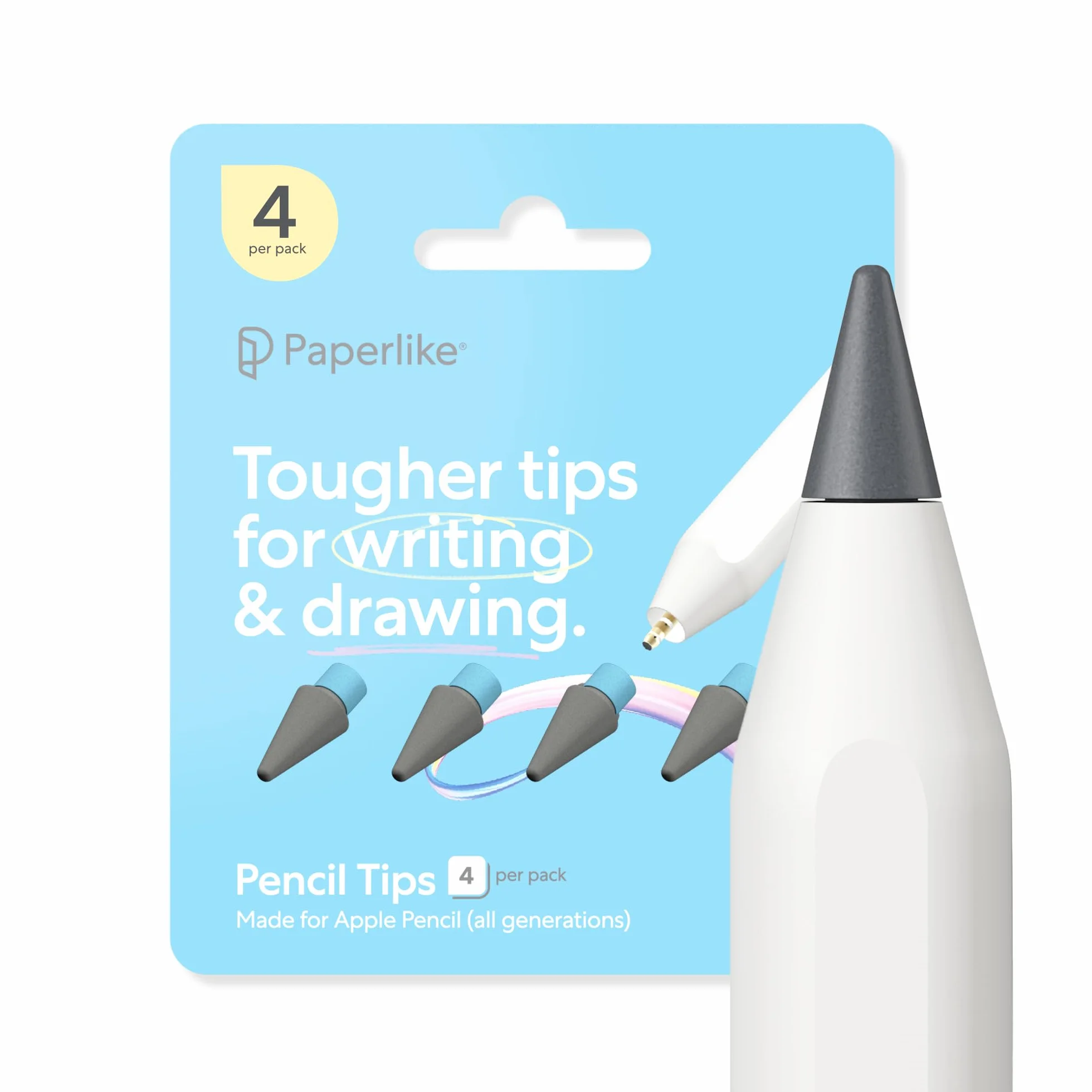 Paperlike® Pencil Tips (4X) per Apple Pencil 1ª & 2ª Gen, USB-C & PRO, 10x più durevoli
