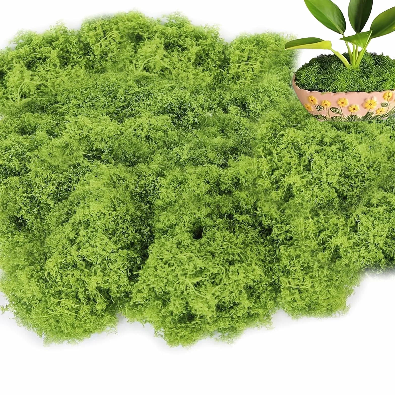 Muschio Stabilizzato 100g Muschio Finto per Decorazioni Verde Chiaro Stabilizzato Simulazione Artificiale Adatto Per la Decorazione del Giardino in Miniatura Artificiale