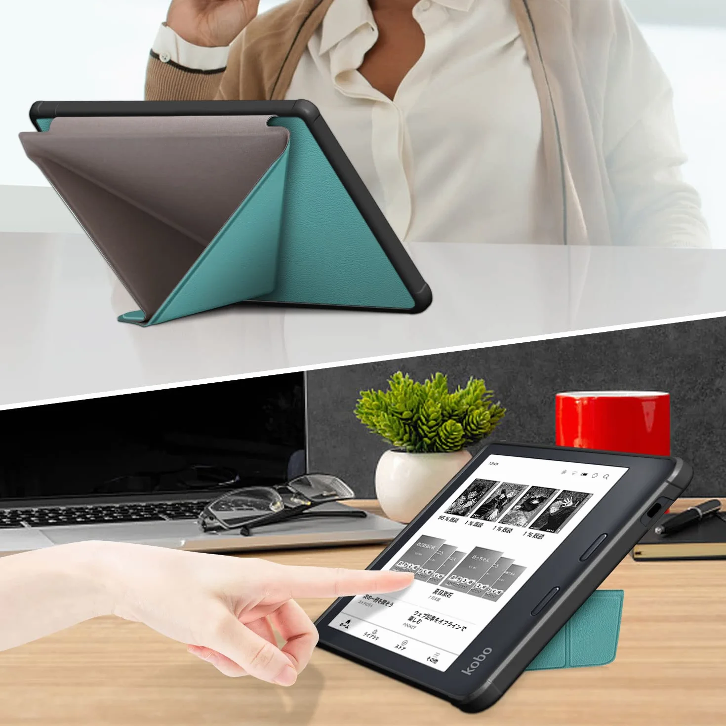 Custodia Kobo Libra Colour 2024 Libra 2 2021 Vision 6 2021 7 Pollici eReader Ultra Sottile Cover Supporto Verde