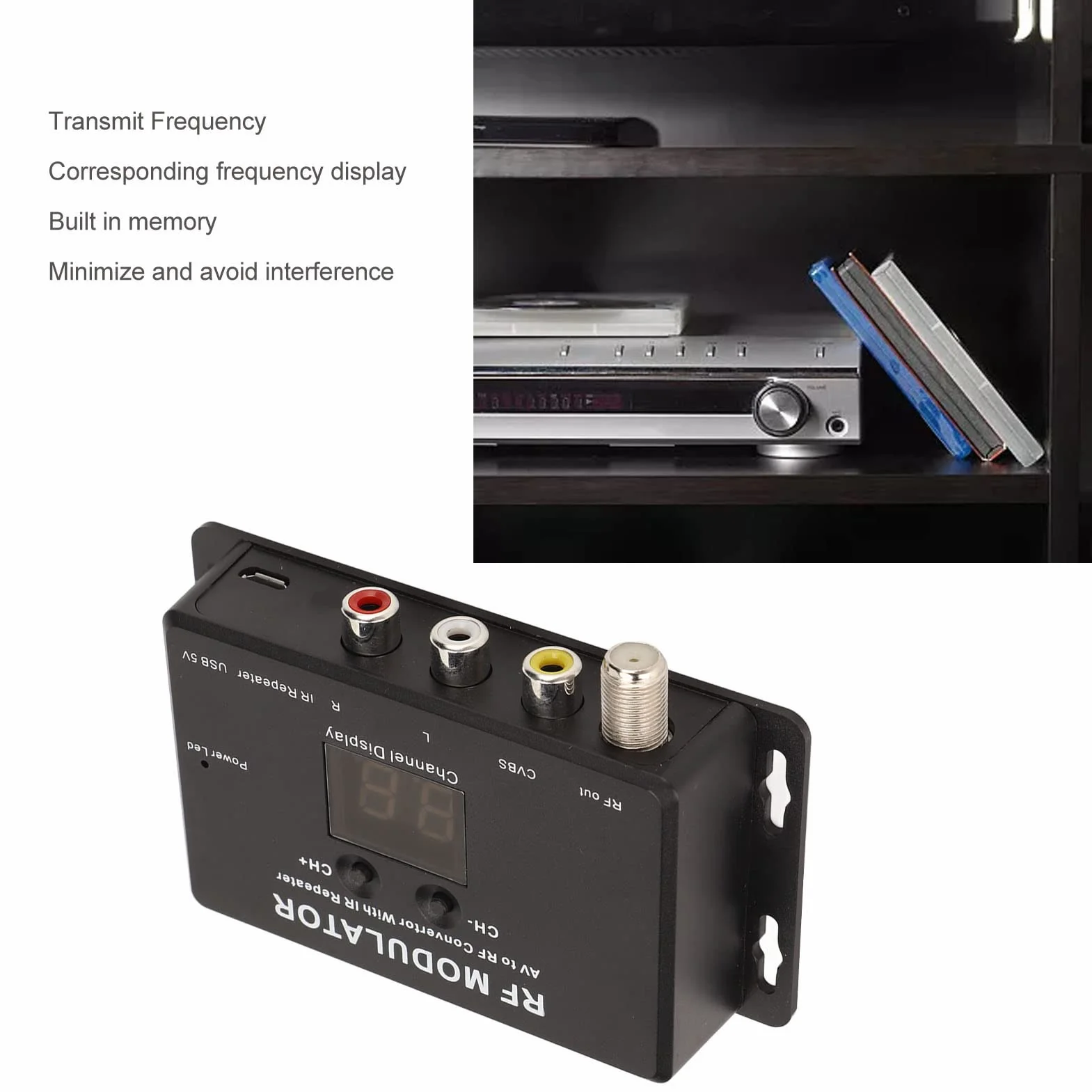 Modulatore RF Professionale da AV a RF PAL NTSC con Ripetitore IR
