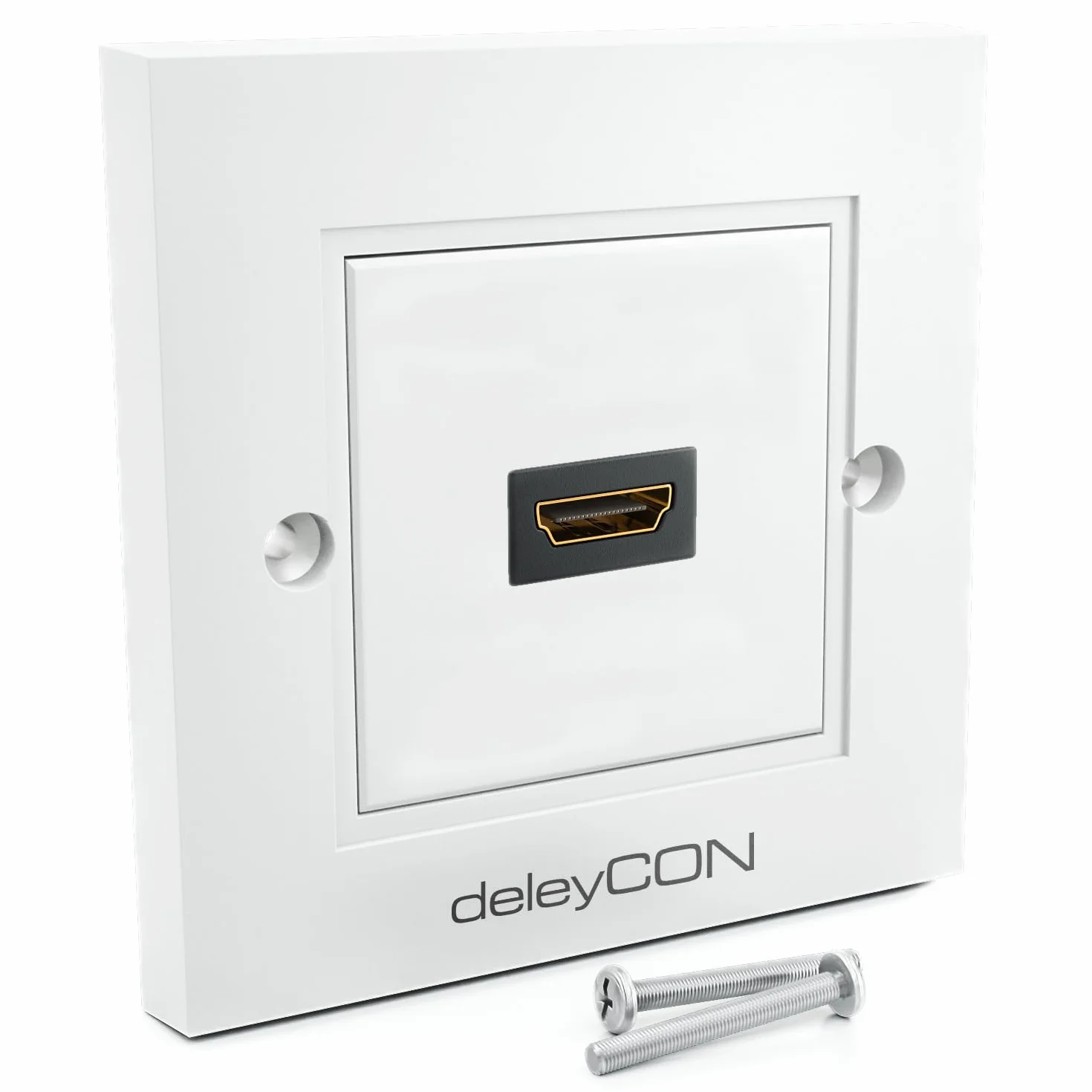 deleyCON HDMI Presa Murale 80x80mm Bianco 4K 8K FULL HD eARC Alta Velocità