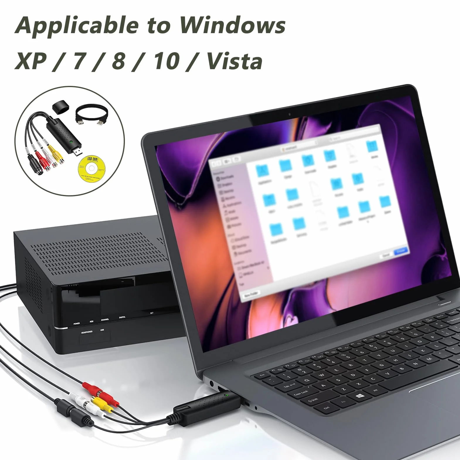 Convertitore VHS in Digitale, Video Grabber per PC, Scheda Acquisizione Audio Video Compatibile Windows Mac