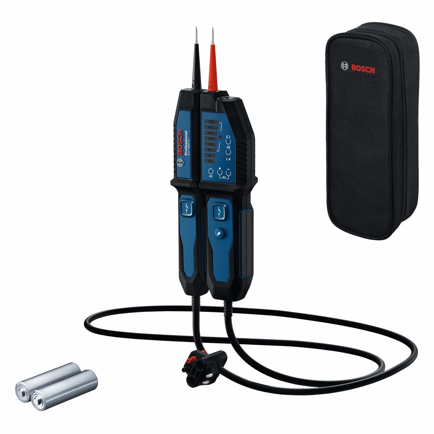 Bosch Professional Tester di tensione GVT 1000-15 1000V AC/DC IP65 con LED e custodia